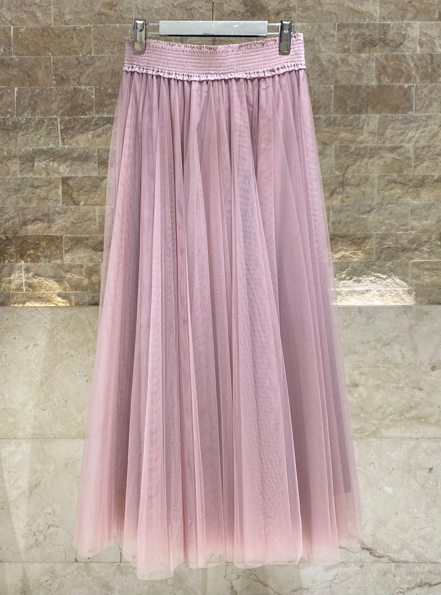 08365 Long Tulle Skirt تنورة تول طويلة - Brown Loft
