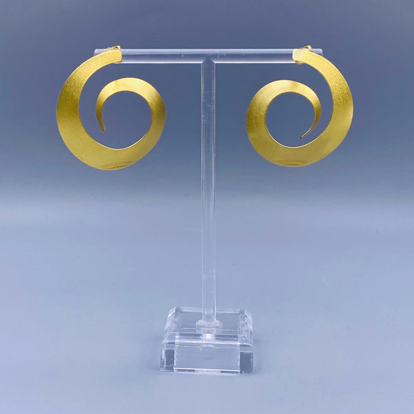 Spiral Brass Big Earrings - 1012