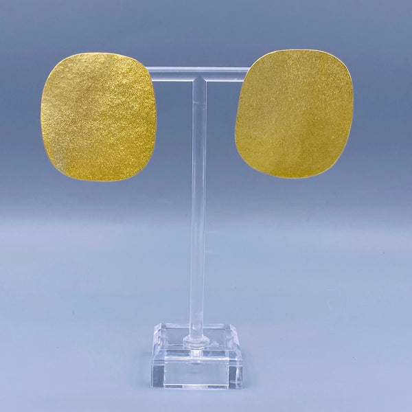 Big Thin Squircles Brass Earrings - 1426