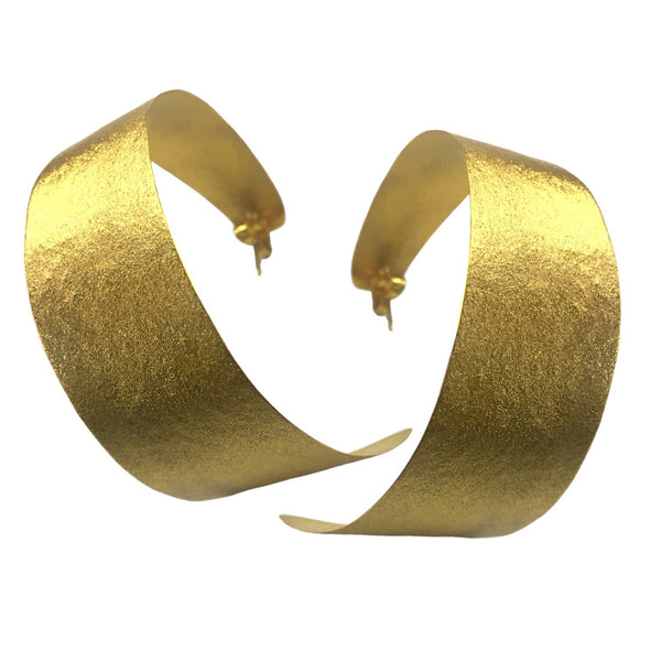 Thin Hoop Brass Earrings - 1436