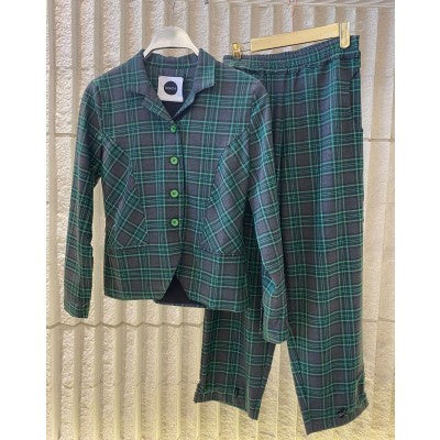 Checkered Jacket and Pants Set