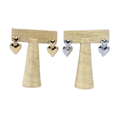 Double Love Heart Drop Earrings