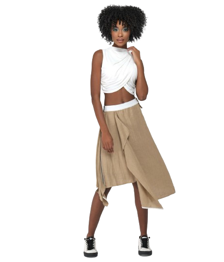 Asymmetrical Linen Skirt - 24Y237111