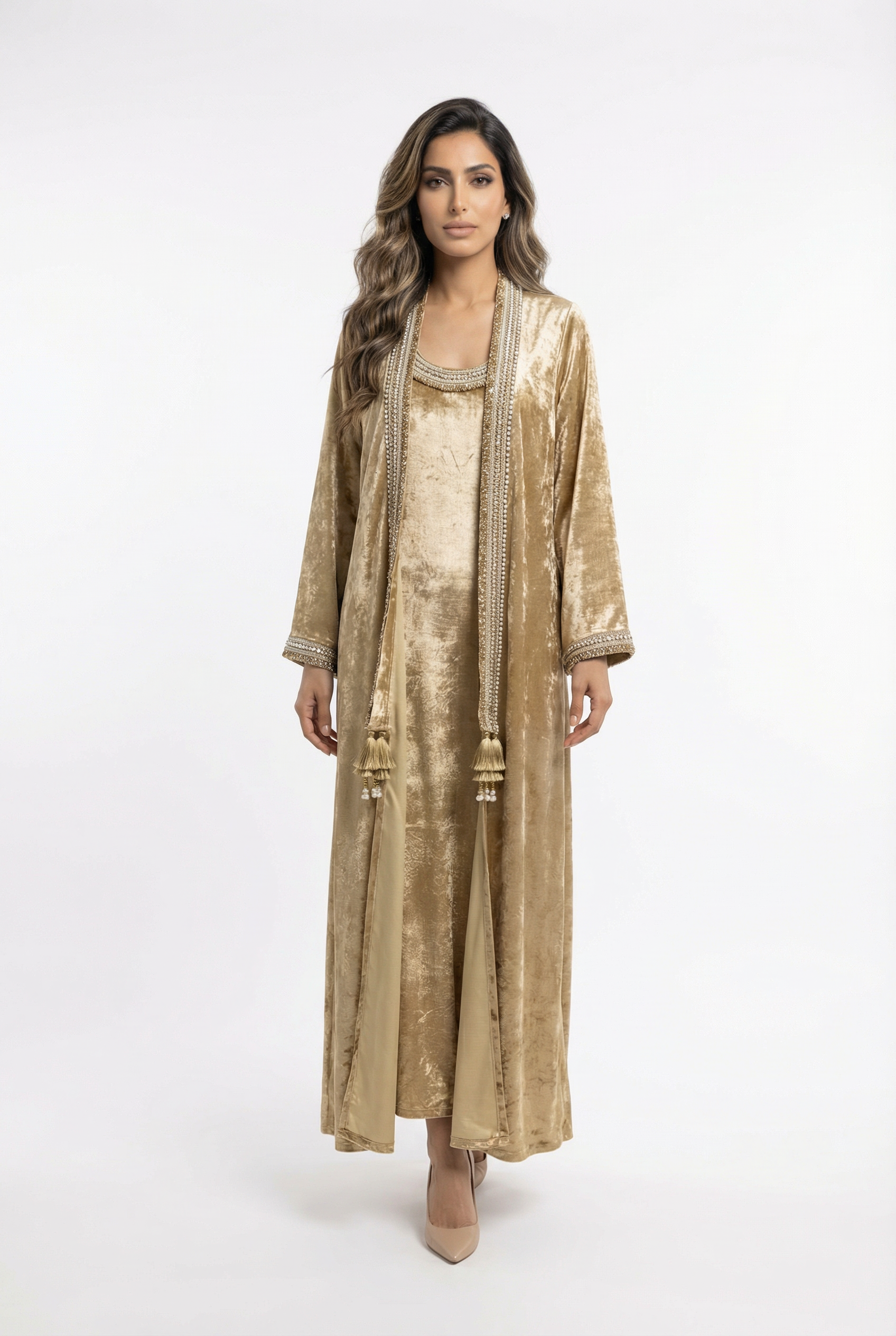 Velvet Pearl Set Dress and Cardigan - Brown Loft
