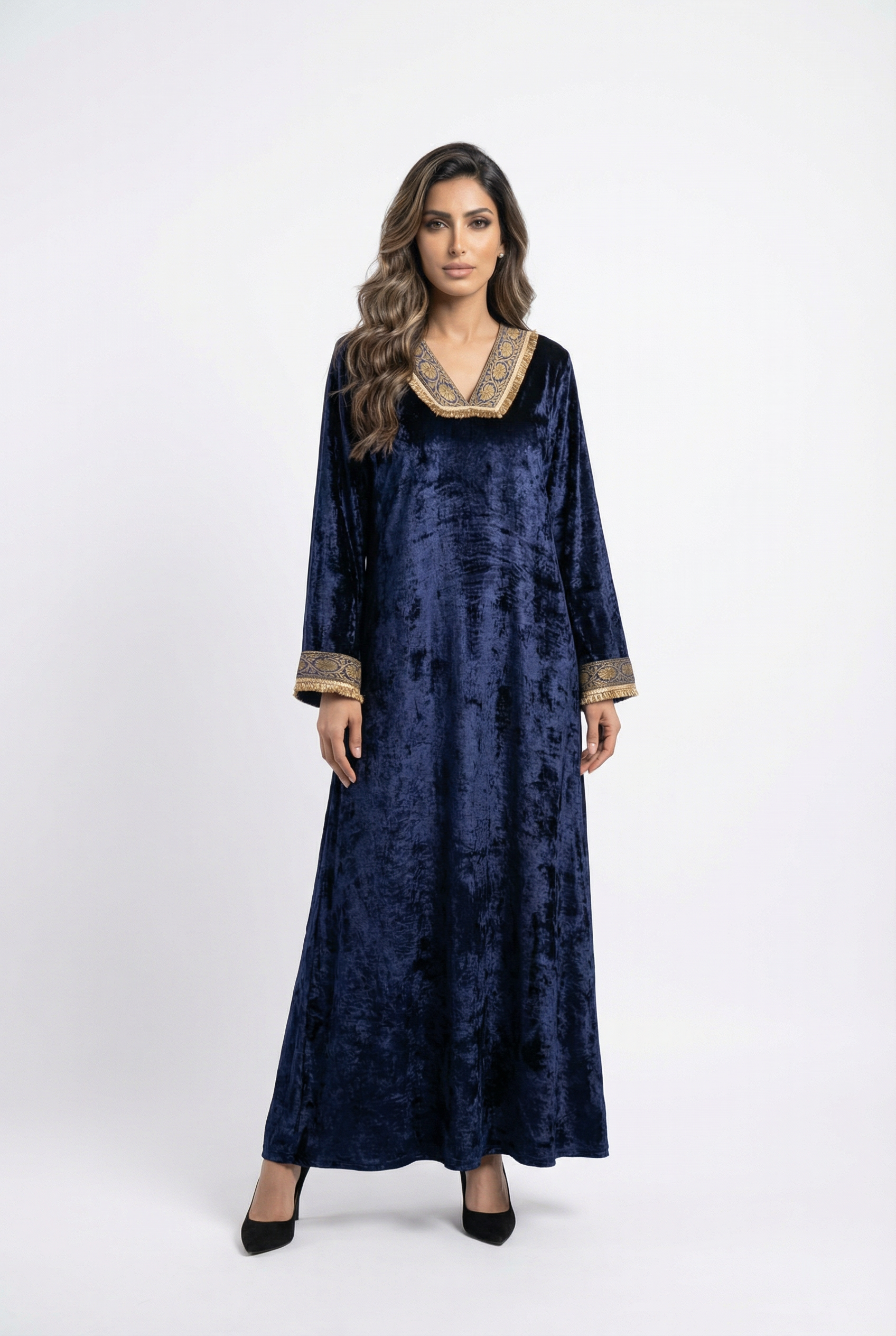 Velvet Fringe Kaftan - Brown Loft