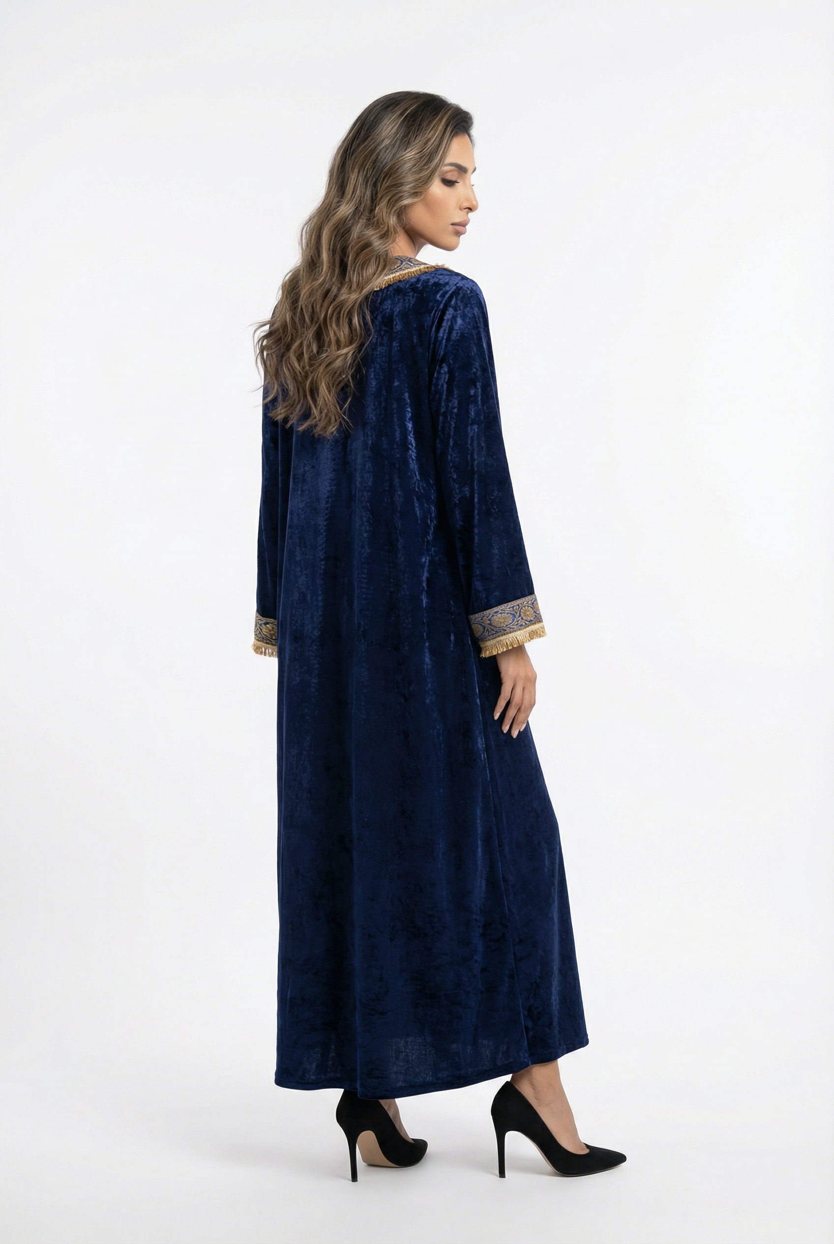 Velvet Fringe Kaftan - Brown Loft