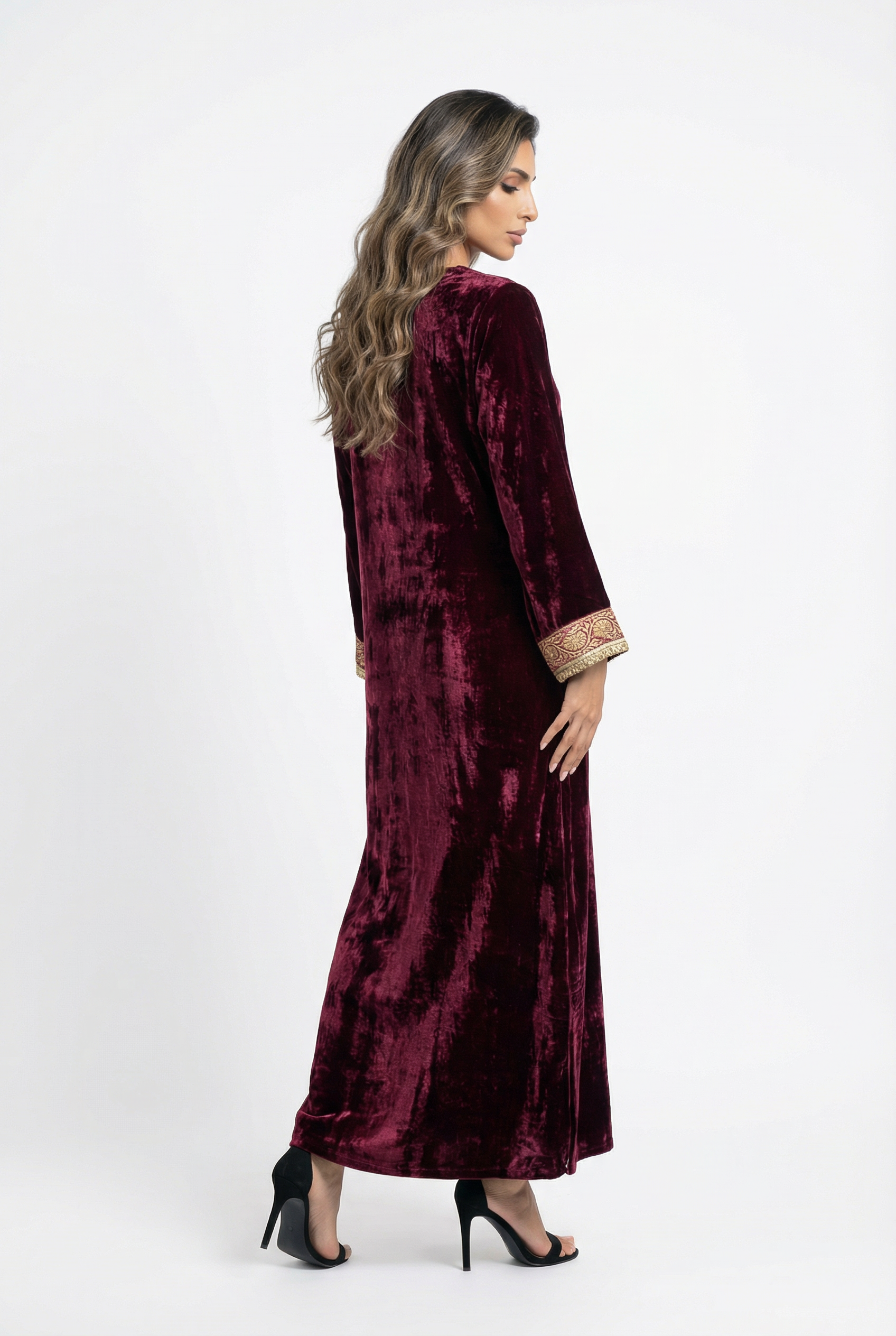 Velvet Fringe Kaftan - Brown Loft