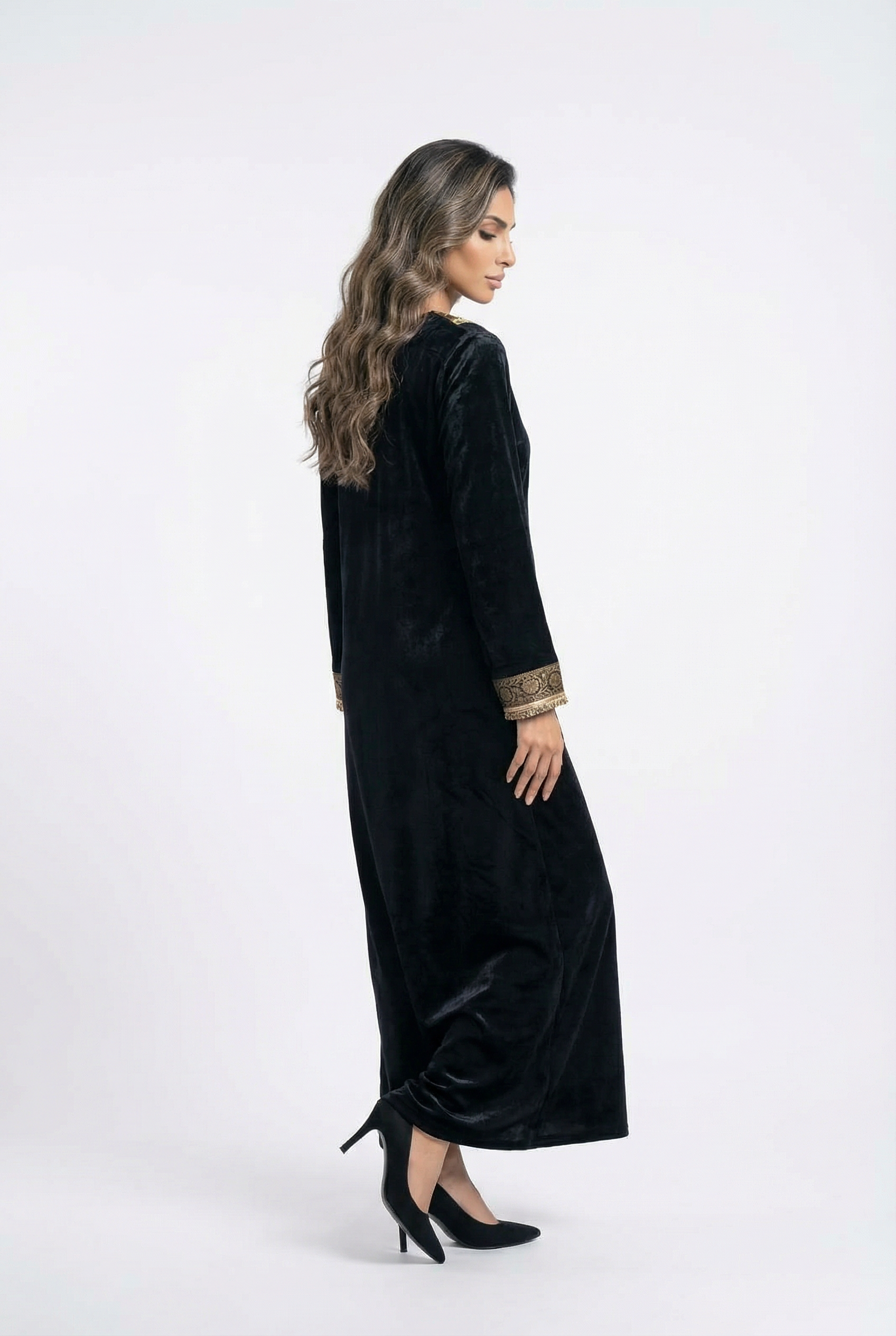 Velvet Fringe Kaftan - Brown Loft