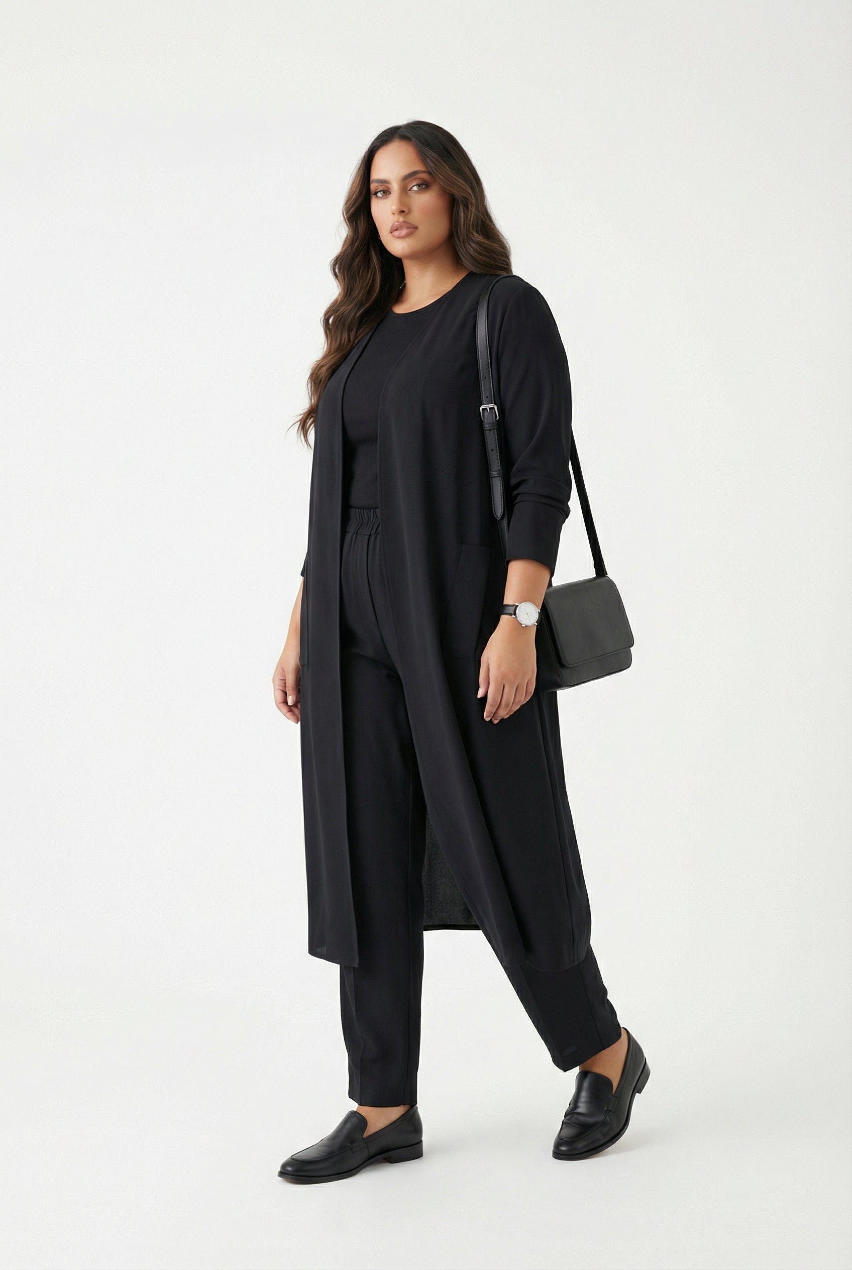 256099999 Open Front Long Cardigan - Brown Loft
