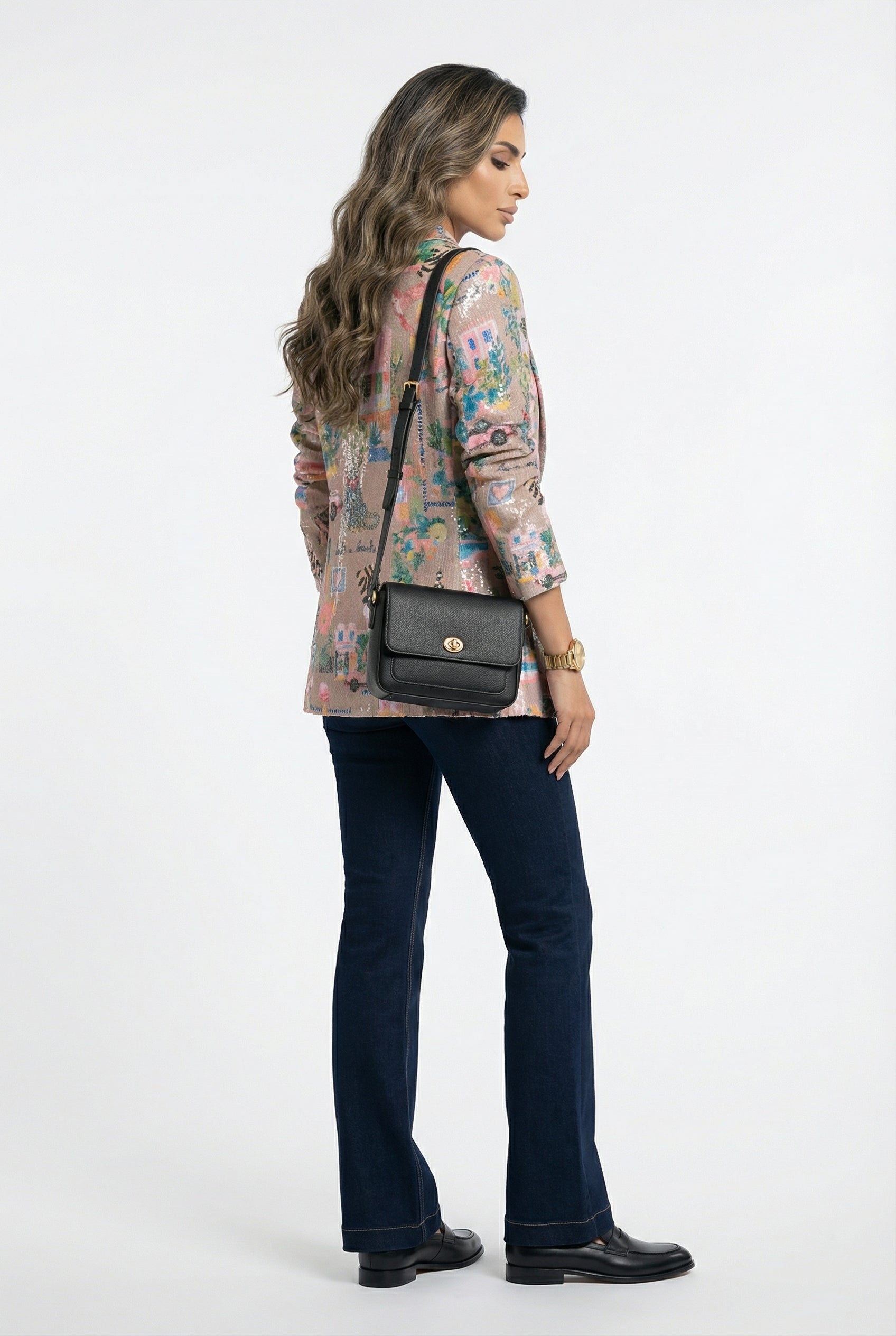 33555 California Print Sequins Jacket - Brown Loft