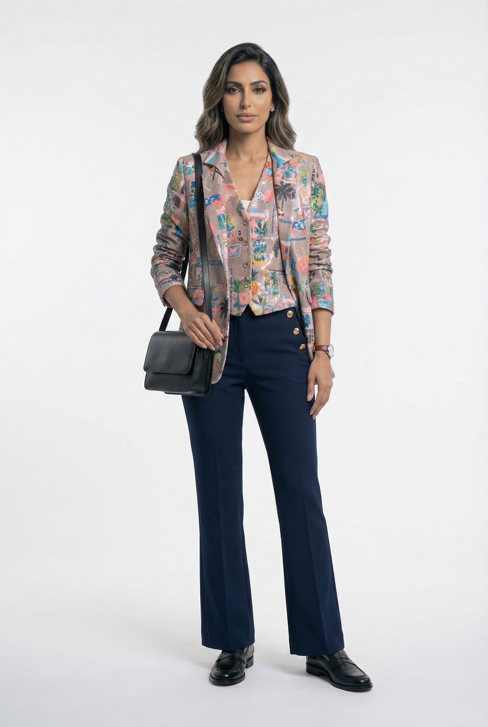 33555 California Print Sequins Jacket - Brown Loft
