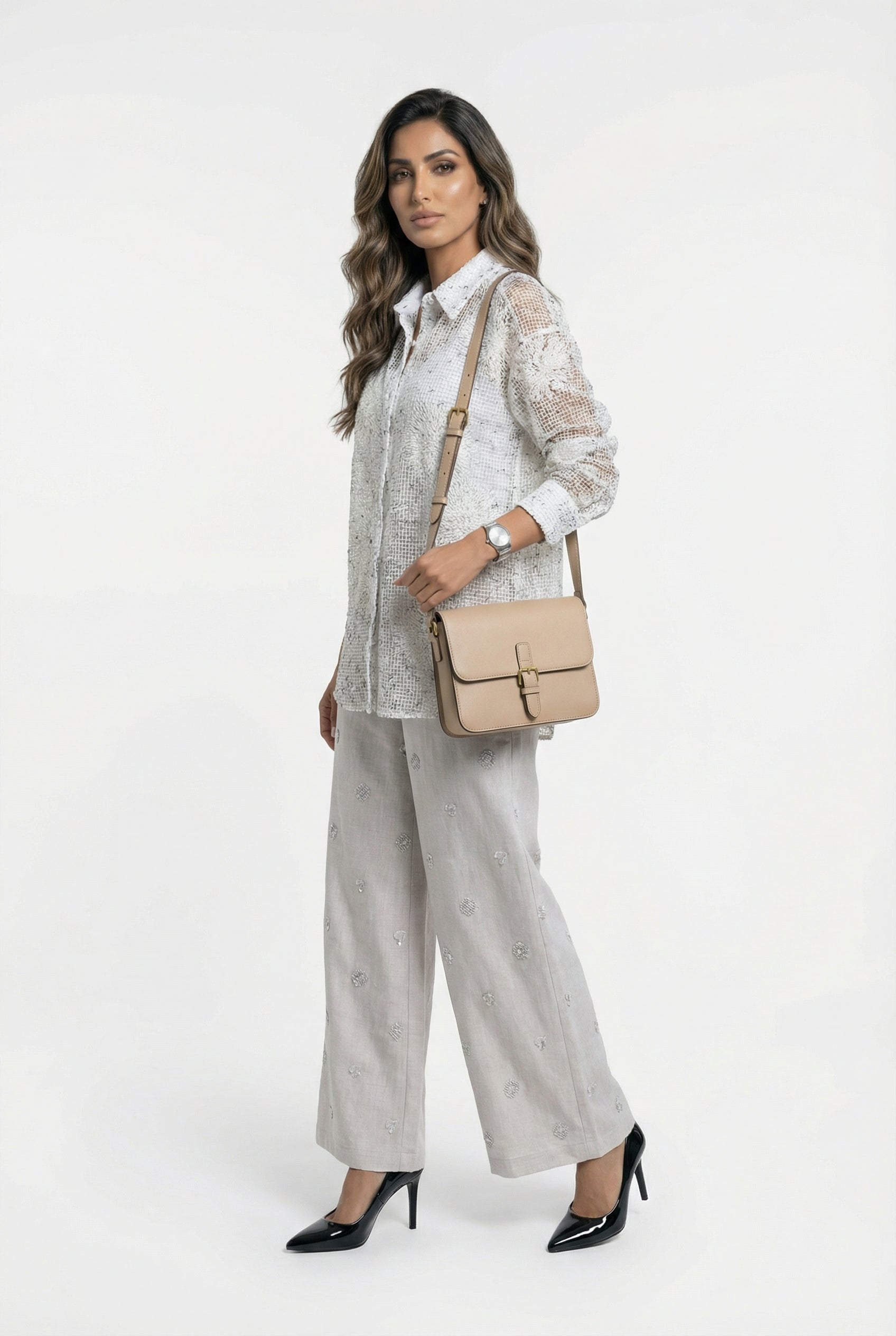Norma Sheer Mesh Shirt قميص شبكي شفاف - Brown Loft