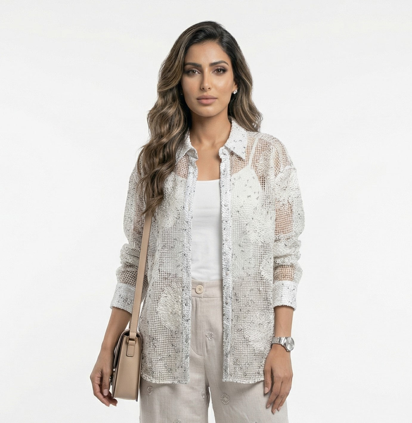 Norma Sheer Mesh Shirt قميص شبكي شفاف - Brown Loft