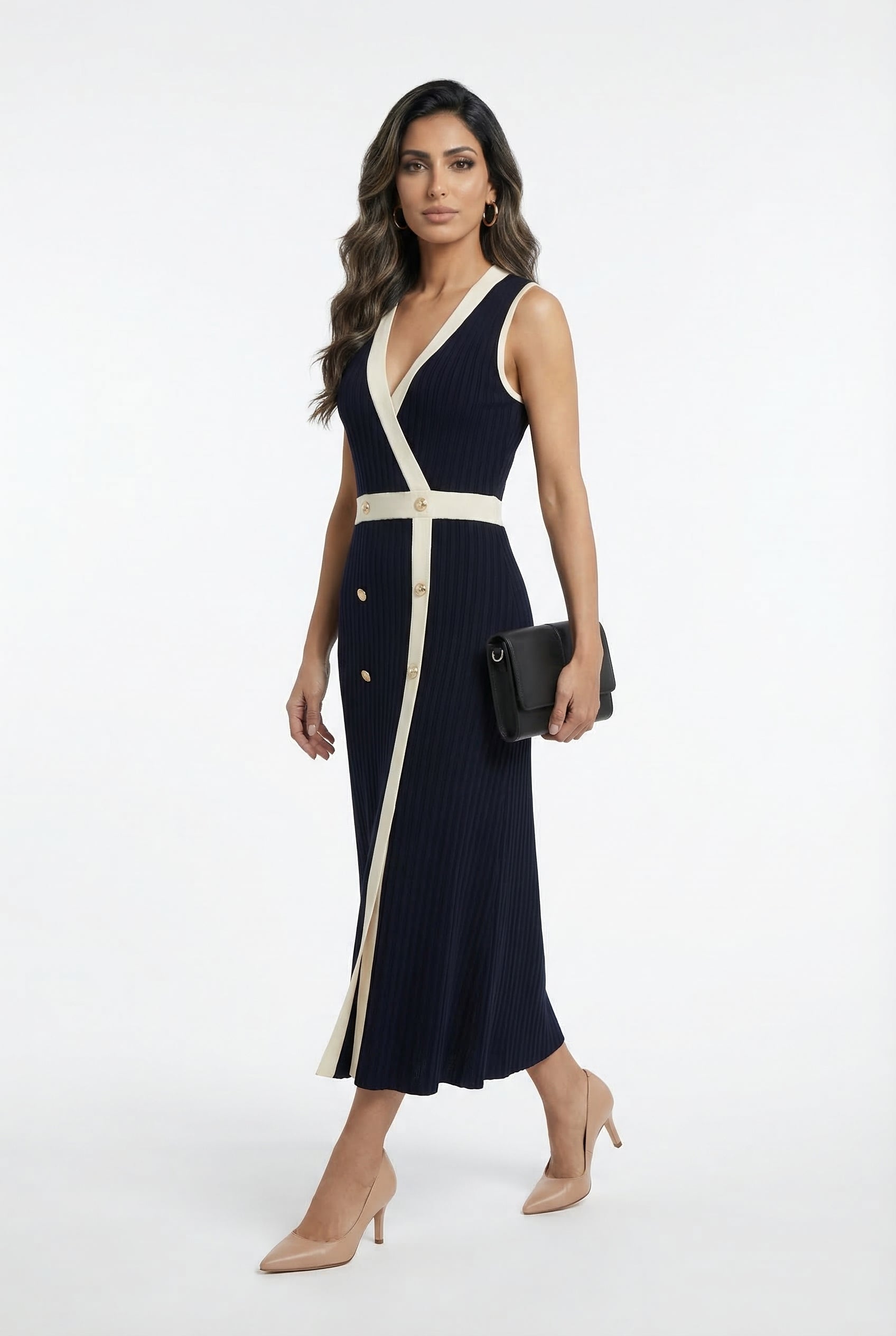 LS2616160 Sleeveless Dress فستان بدون أكمام - Brown Loft