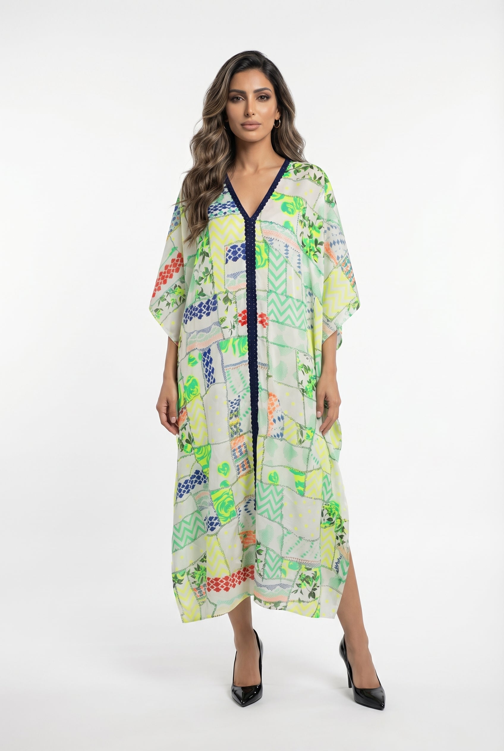 BL3 Neon Patched Long Kaftan - Brown Loft