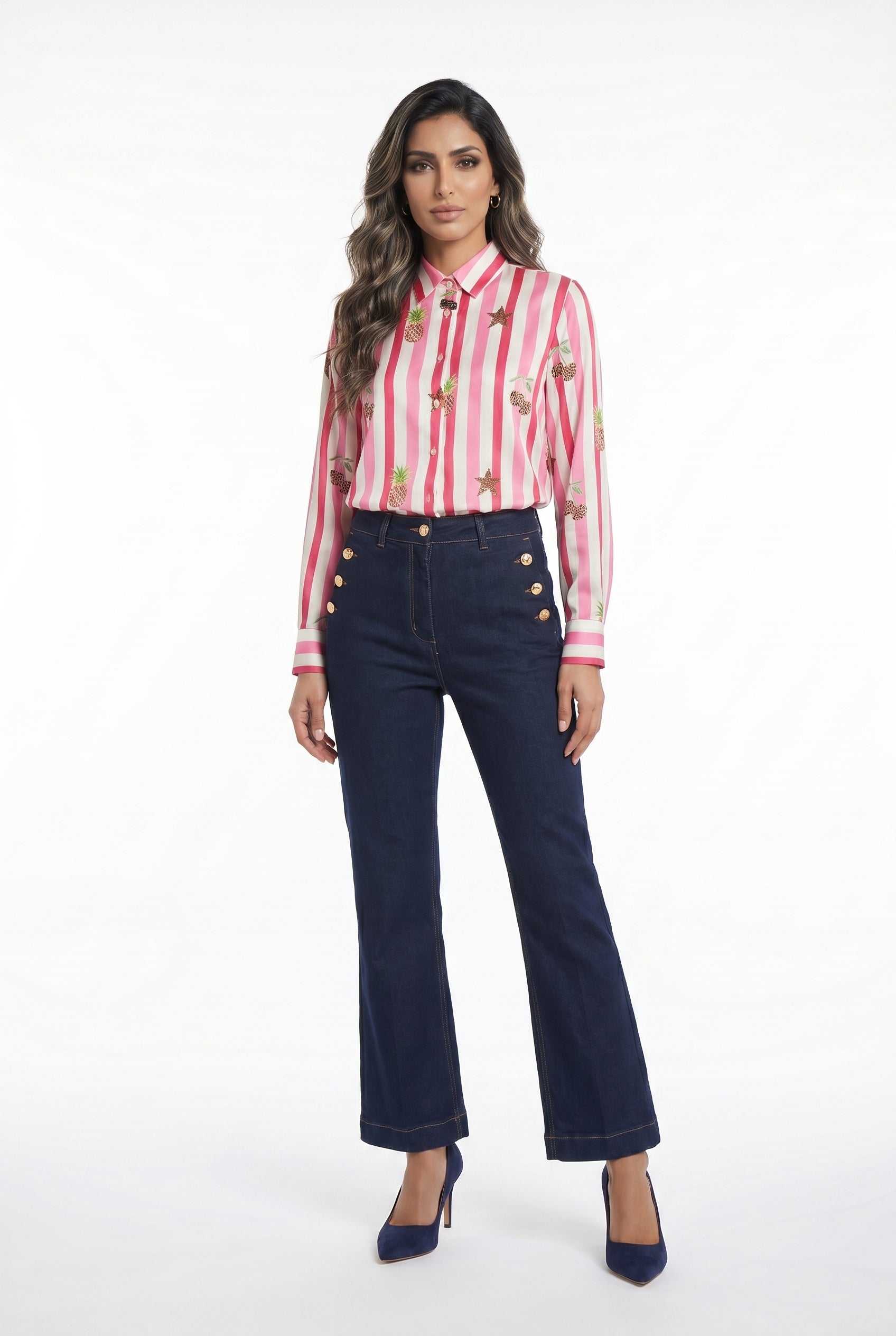 33641 Striped and Leopard Shirt - Brown Loft