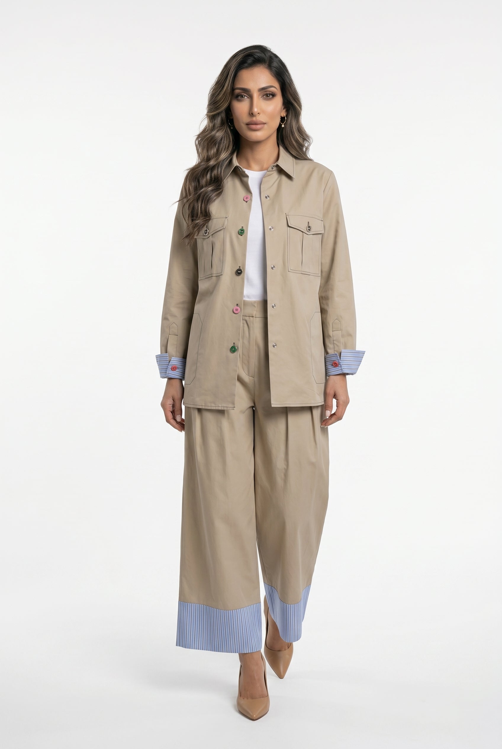 33411 Colored Buttoned Jacket - Brown Loft