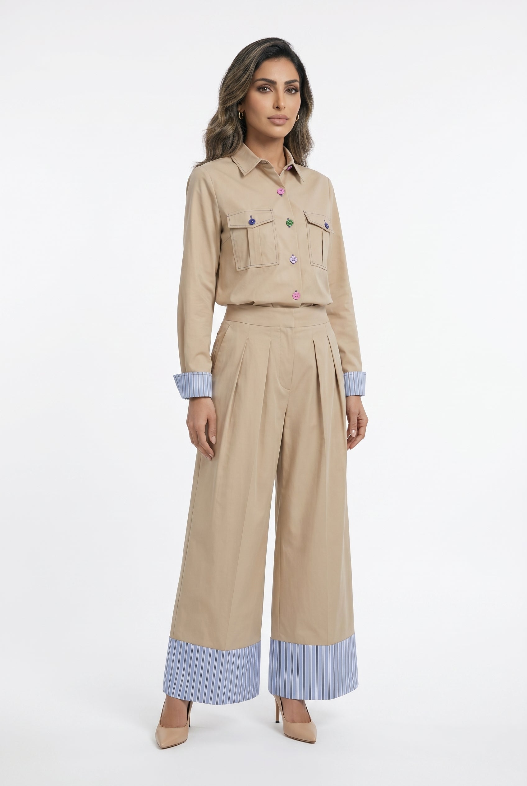33419 Wide Leg Pleated Culottes Pant بنطال كولوتس واسع الأرجل ومكسر - Brown Loft