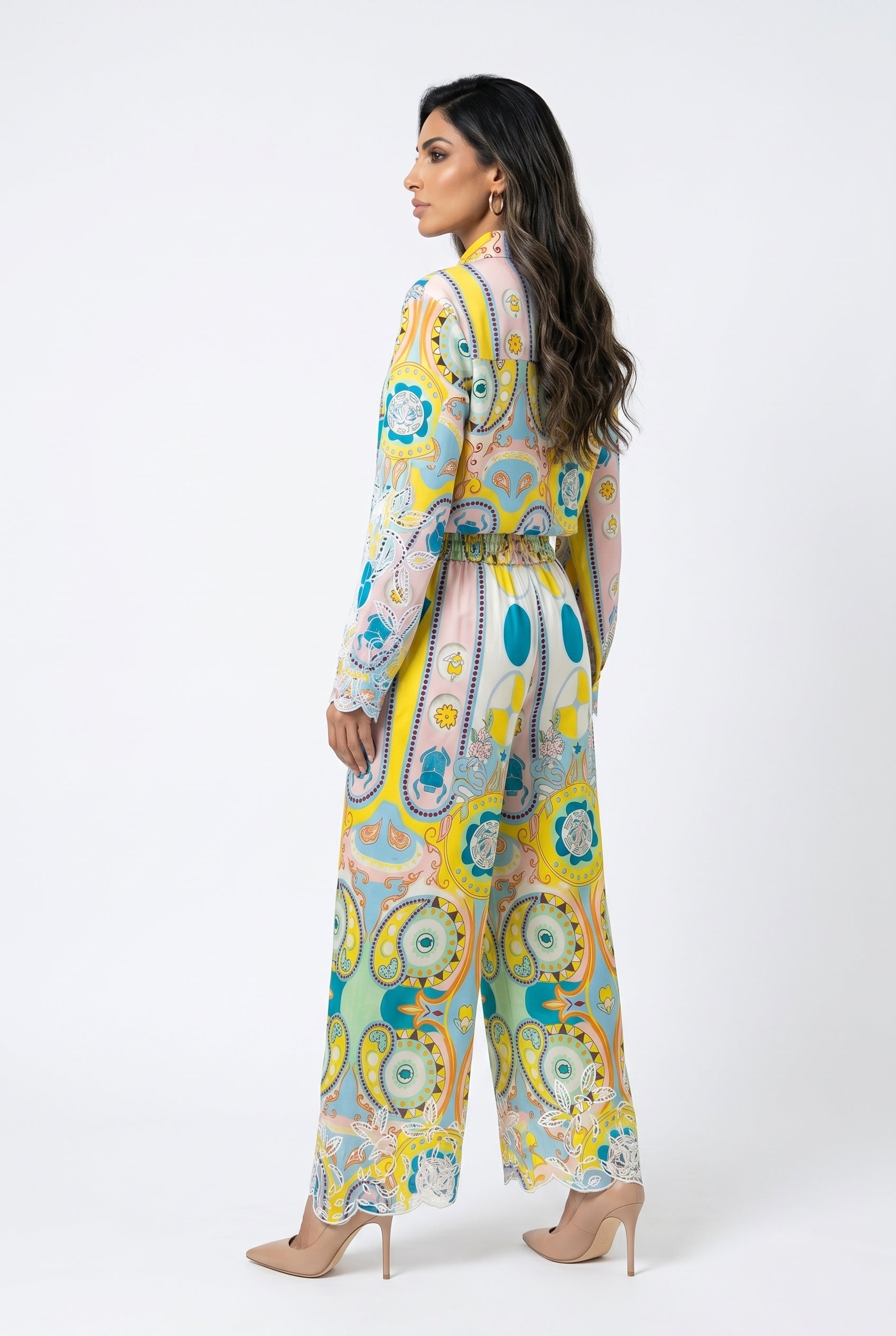 Ava and Nax Paisley Patterned Cotton Shirt and Pants قميص وبنطال من القطن بنقشة بيزلي - Brown Loft