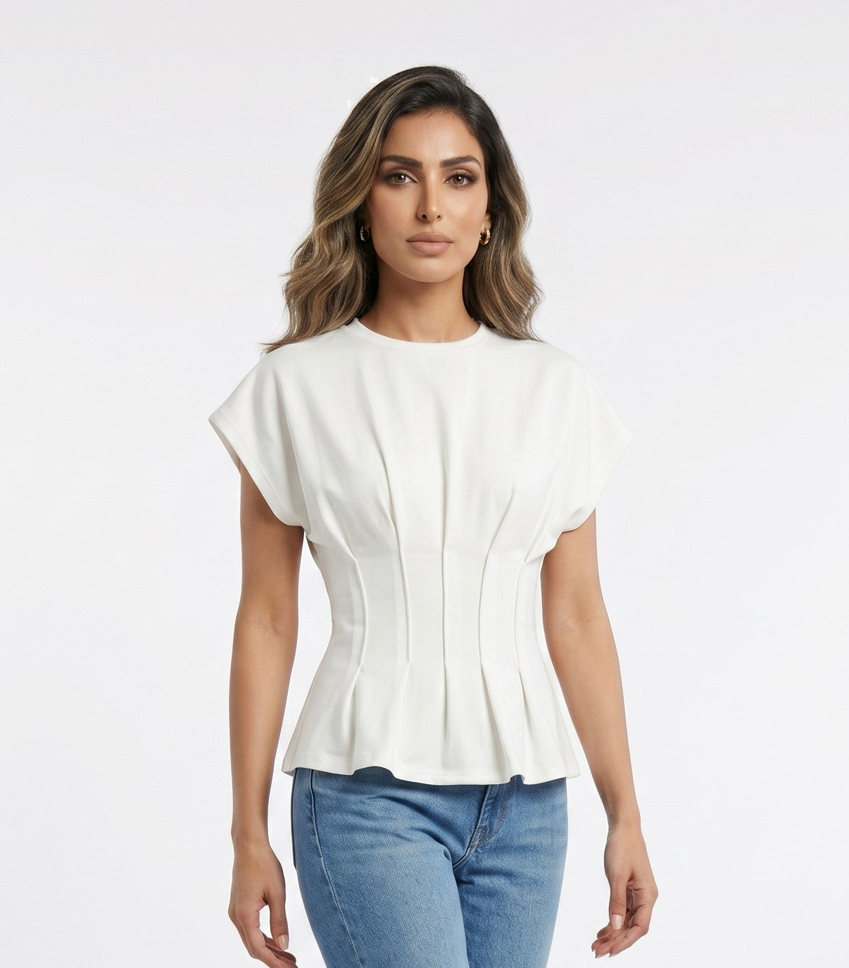Structured Peplum Top – TDM71725 - Brown Loft