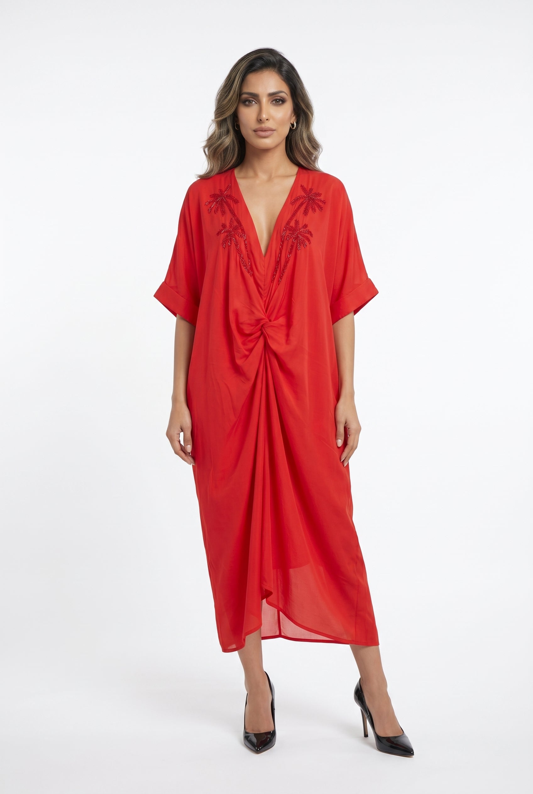 LS2616010 Linen Midi Dress - Brown Loft