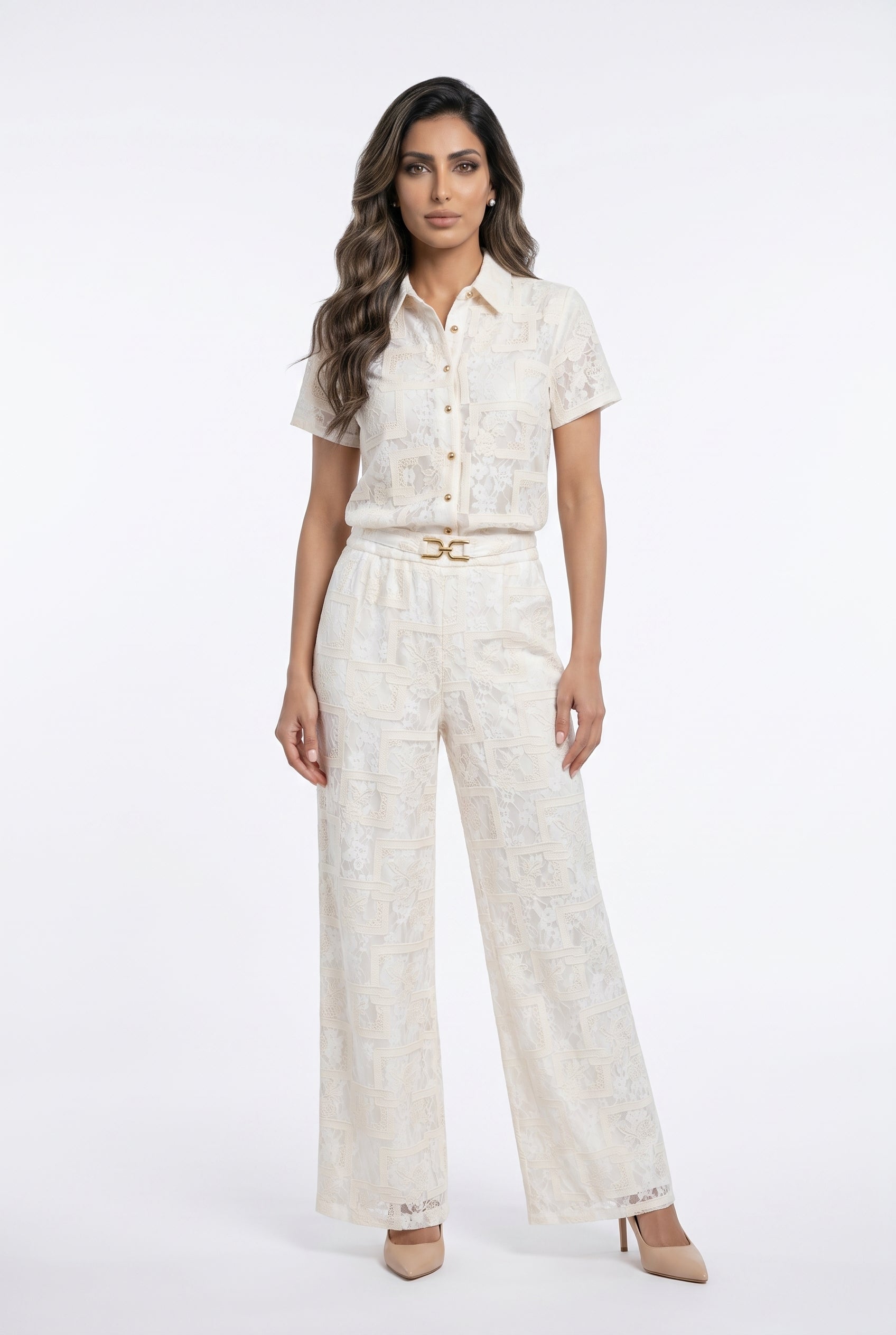 Mesha/Esther Lace Shirt and Pants - Brown Loft