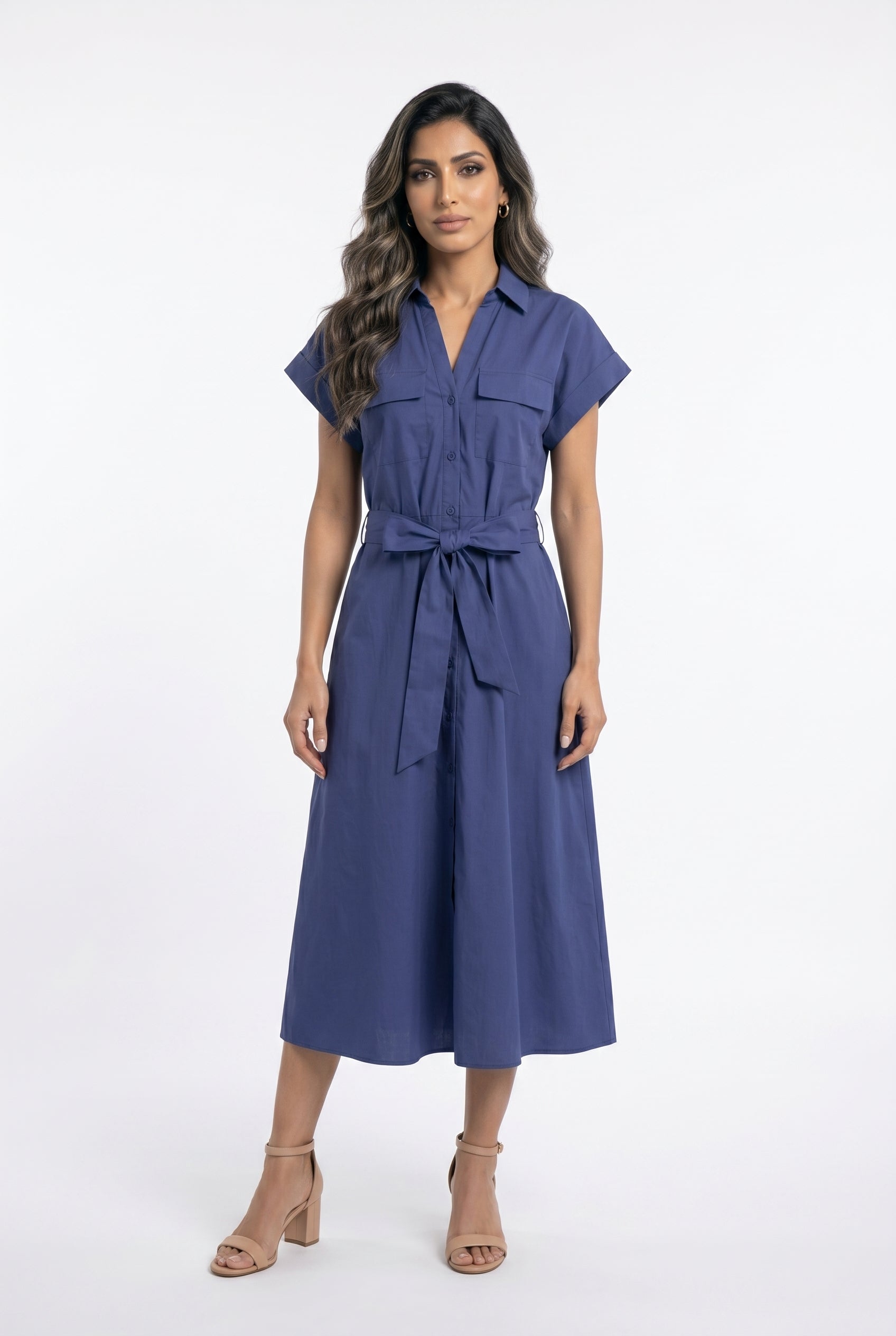 CK08551C Poplin Utility Dress - Brown Loft