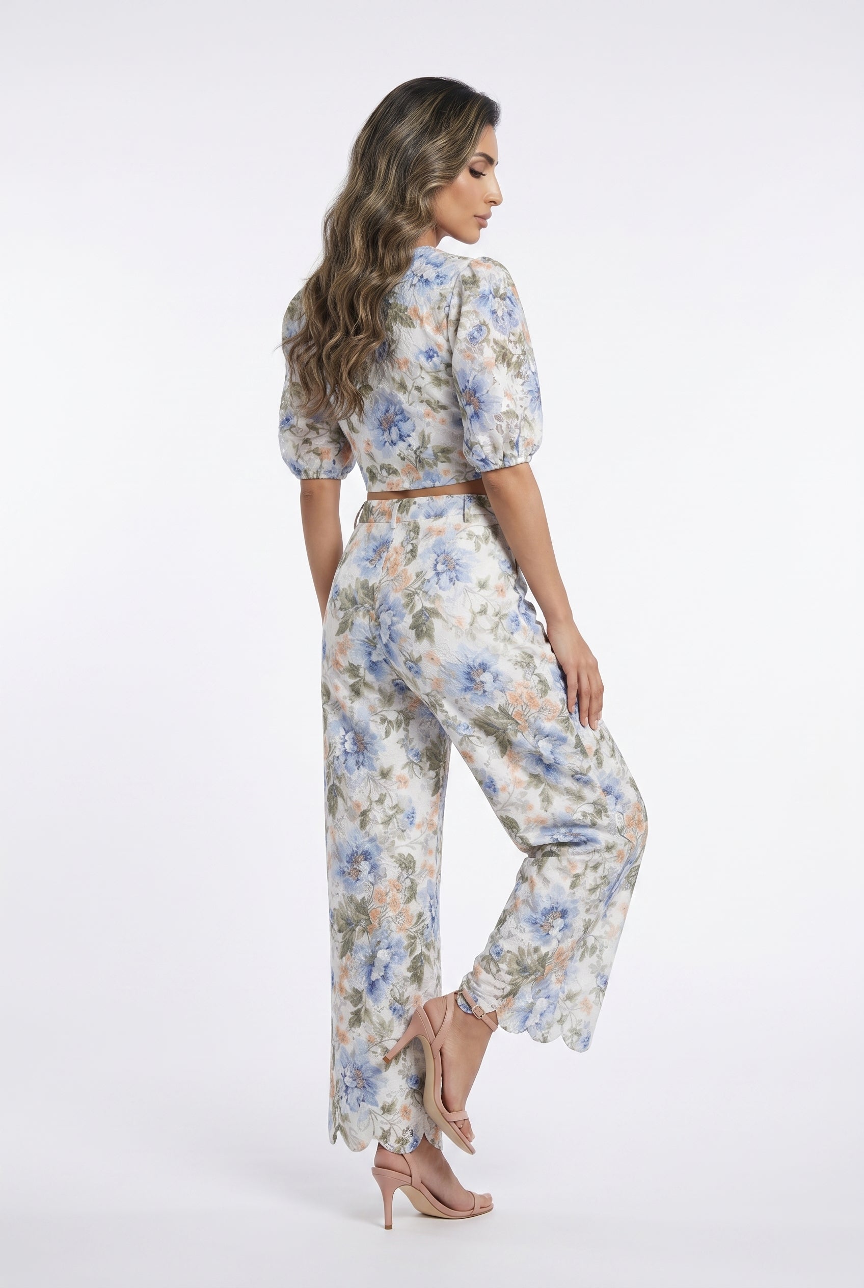 Valentine/Solene Floral Eyelet Lace Top and Pants - Brown Loft