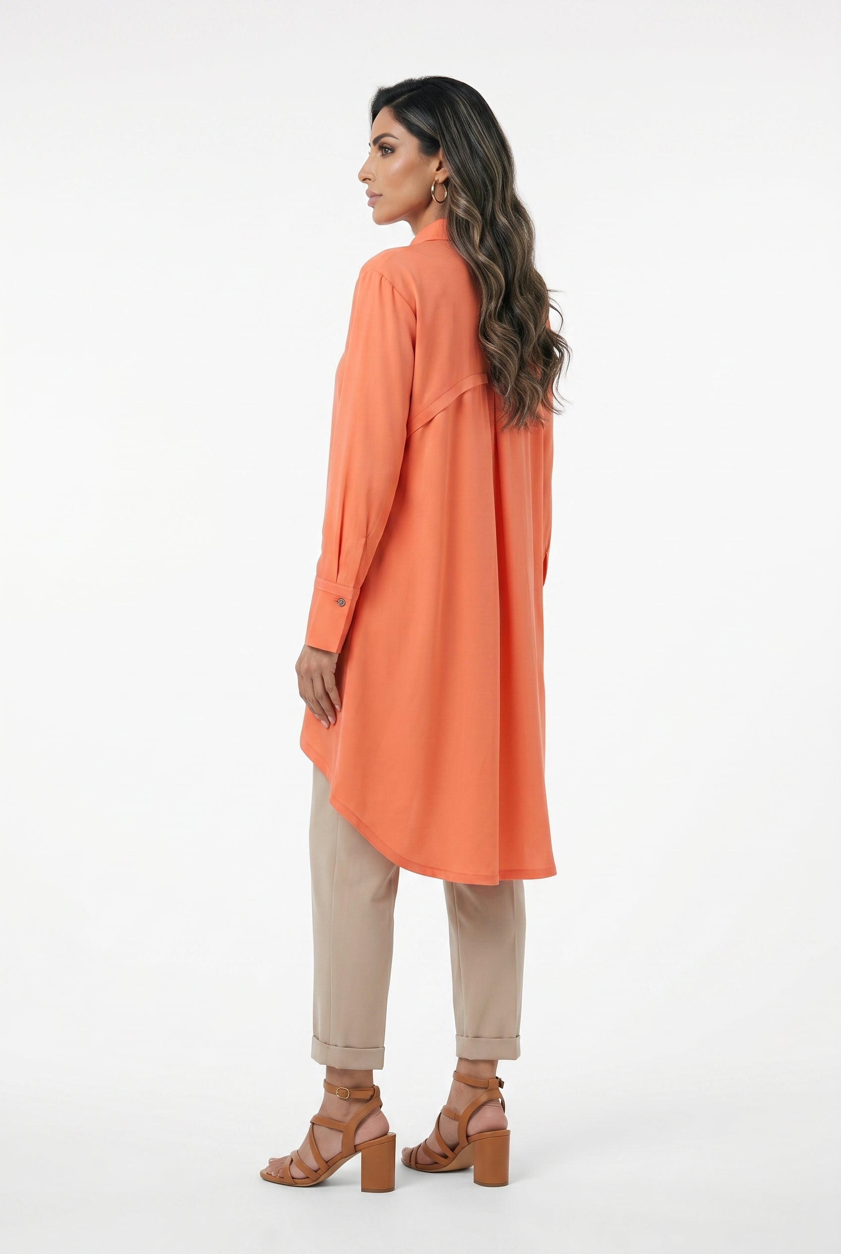 Oversized High Low Shirt 26SS-BZ321 - Brown Loft