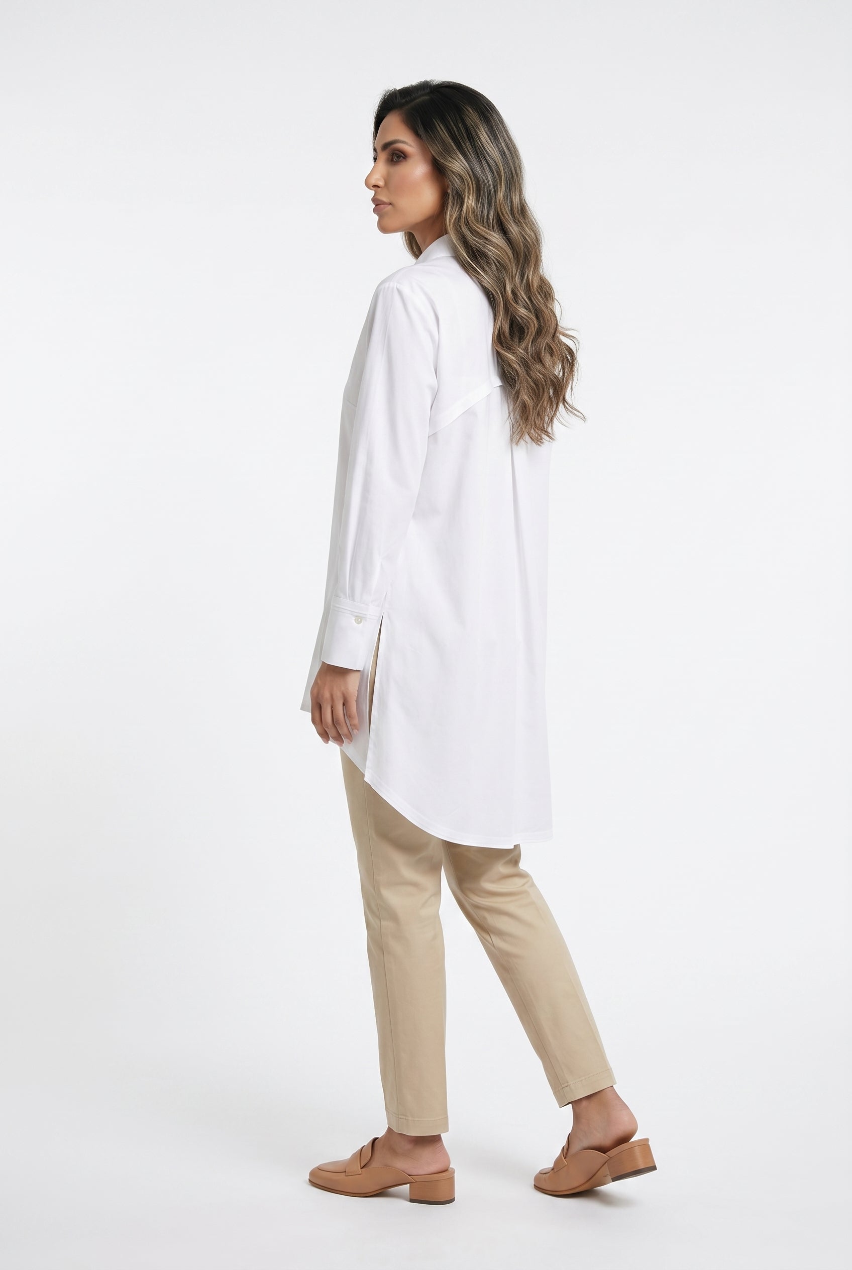 Oversized High Low Shirt 26SS-BZ321 - Brown Loft