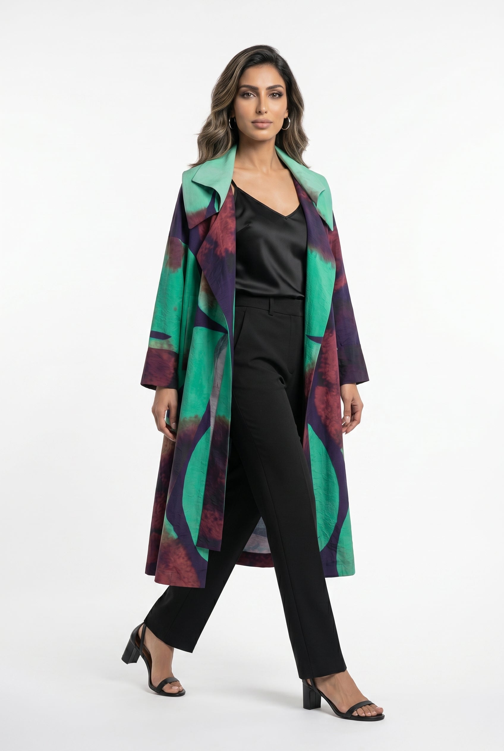 26SS-BZ1116 Ombre Print Statement Coat - Brown Loft