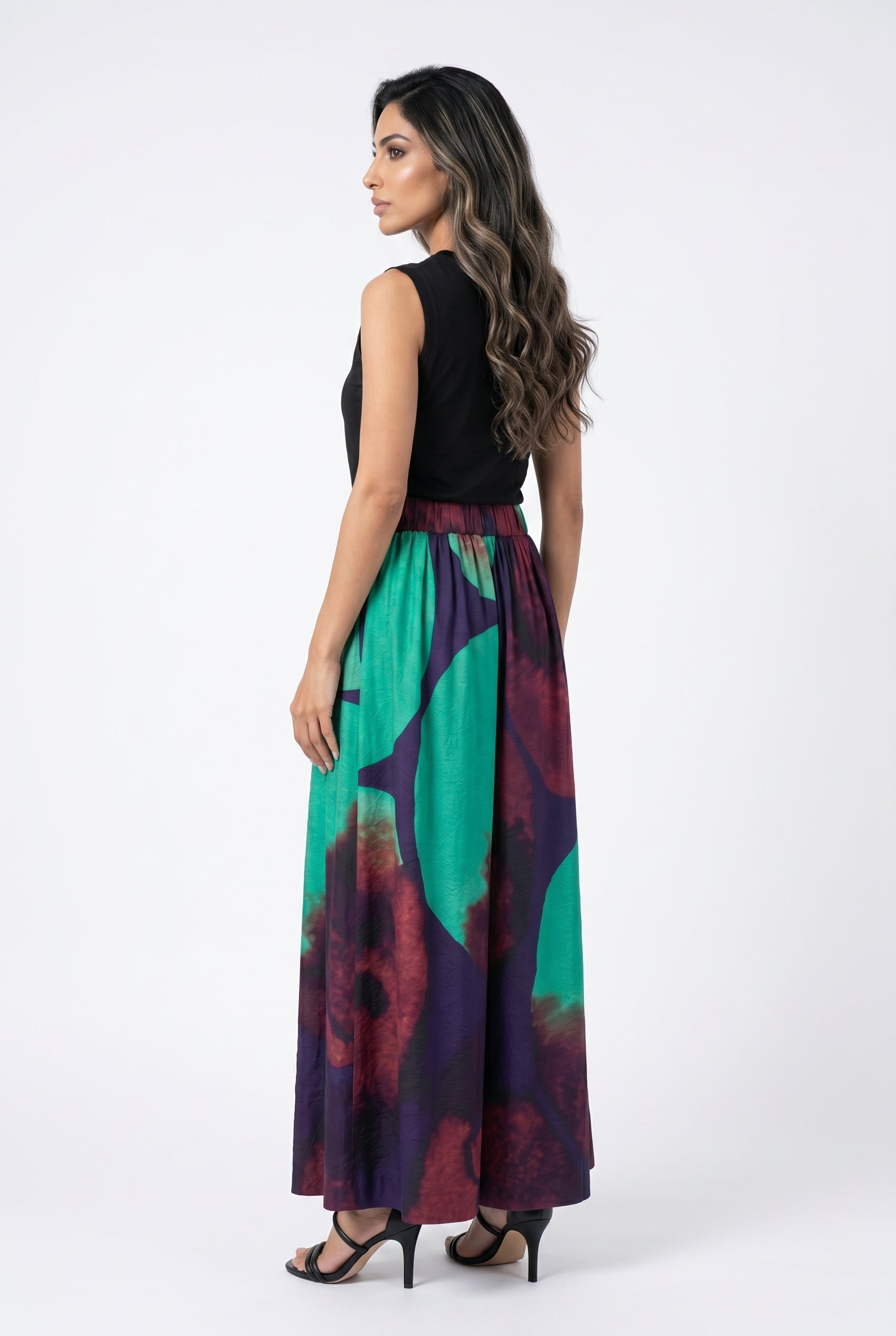 26SS-BZ3129 High Waisted Wide Leg Pants - Brown Loft