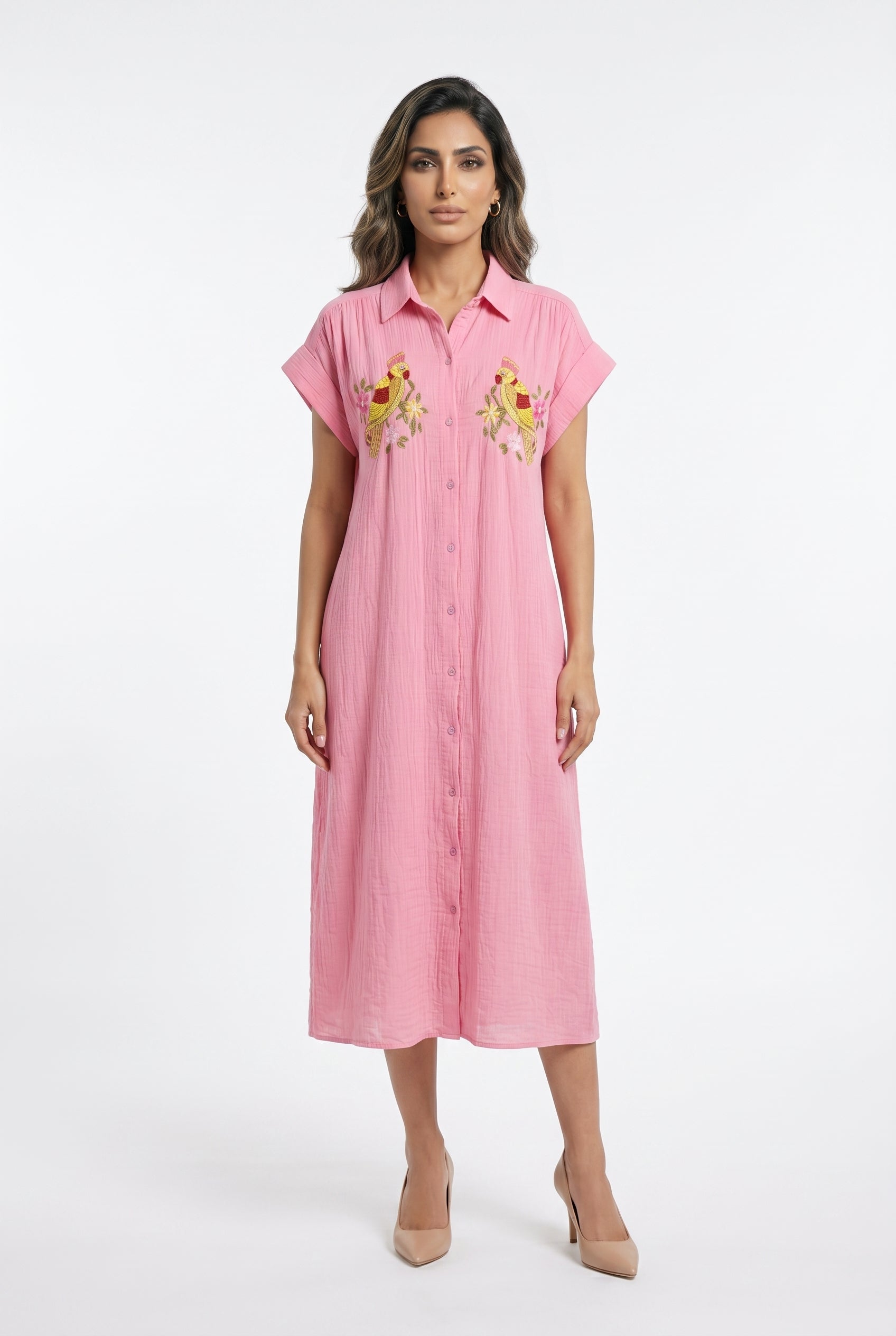 Fobos Linen Blend Dress - Brown Loft