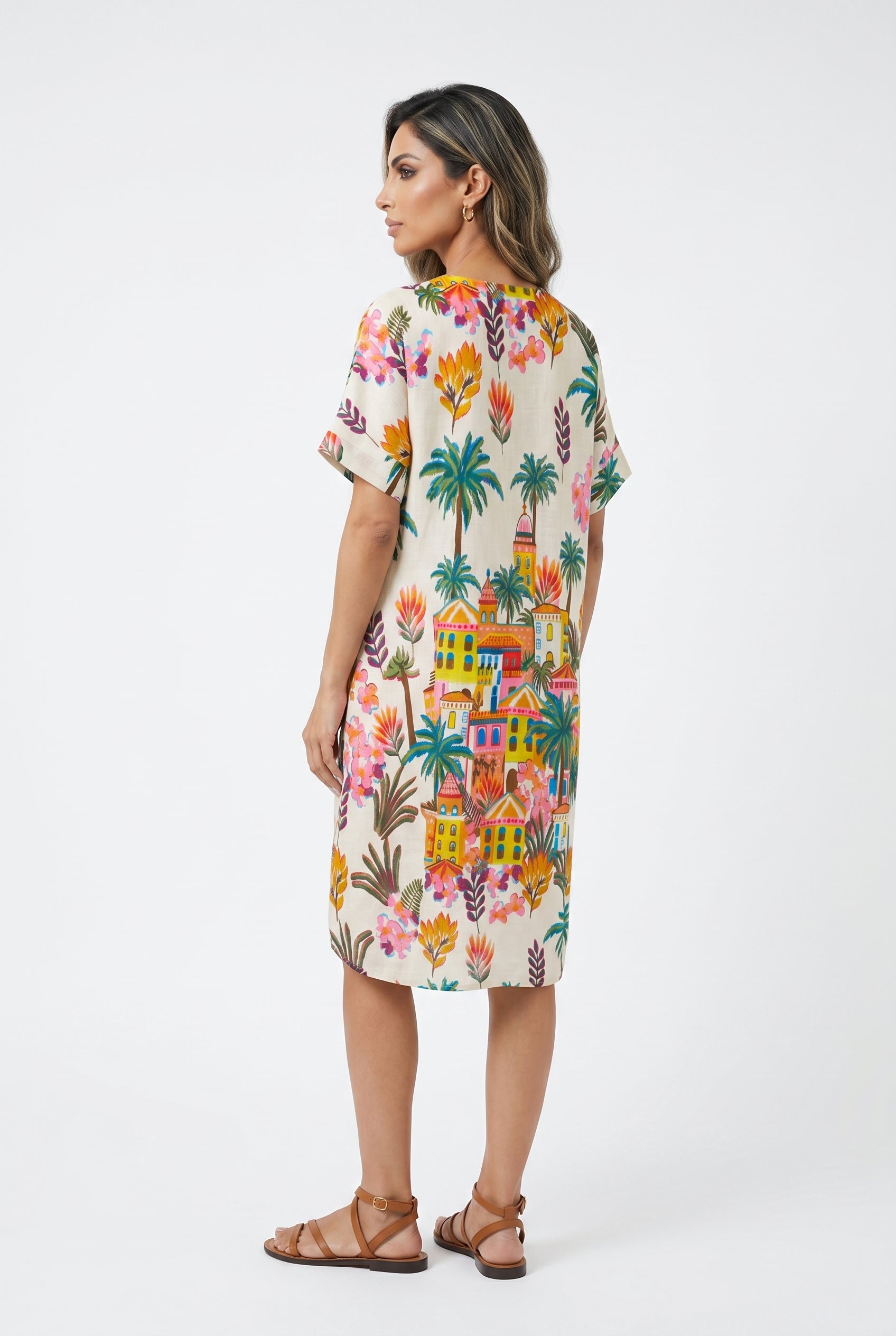 Palm Print Tunic Dress 67958