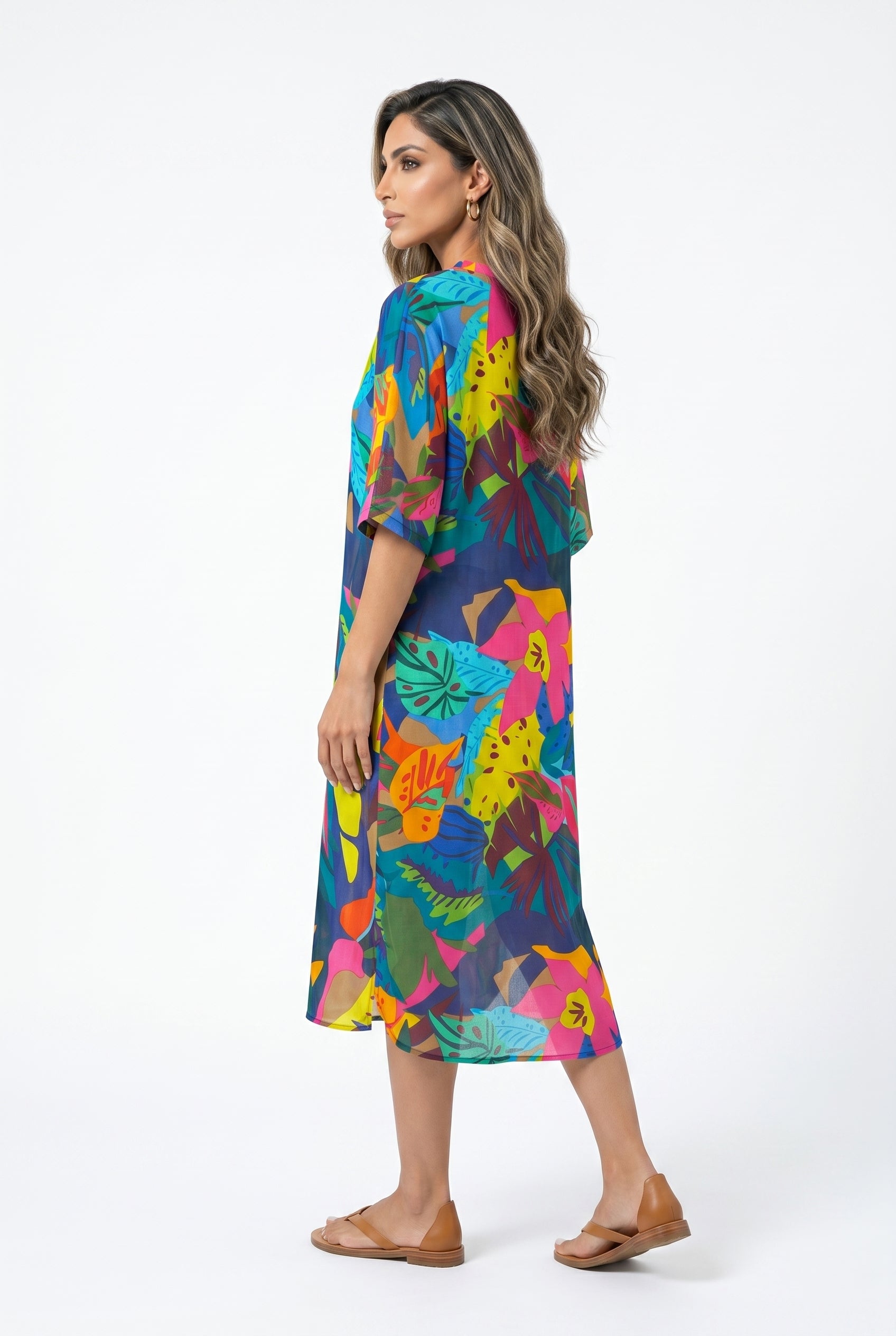 Tropical Floral Print Tunic Dress 67983