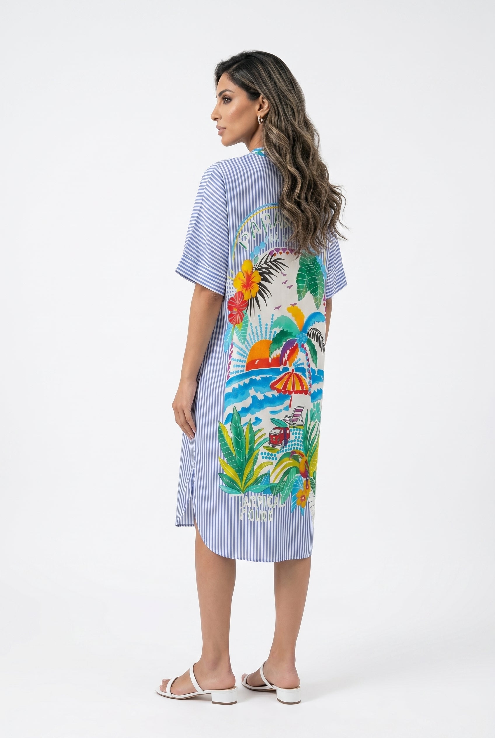Tropical Paradise Print Tunic Dress 67983