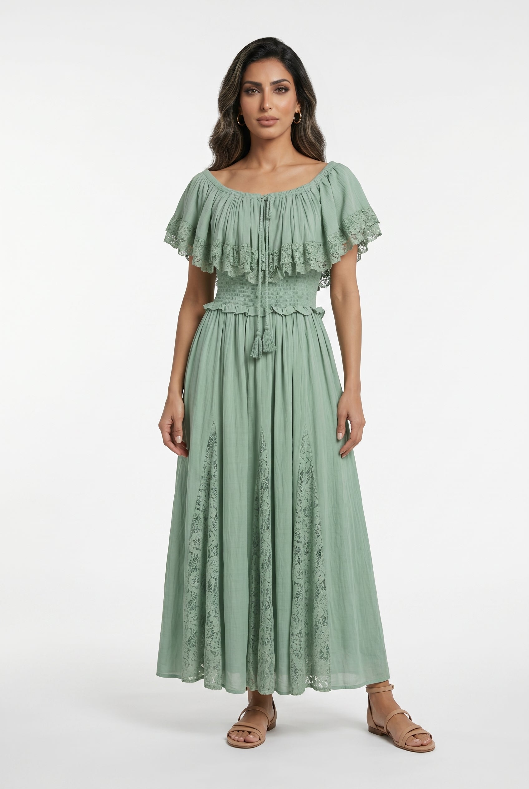 Notche Off Shoulder Maxi Dress