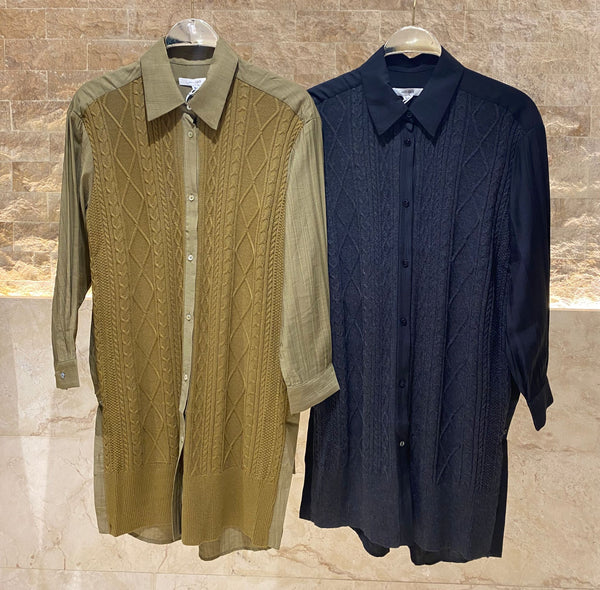 Long Shirt with Knit Details - 24W-1007