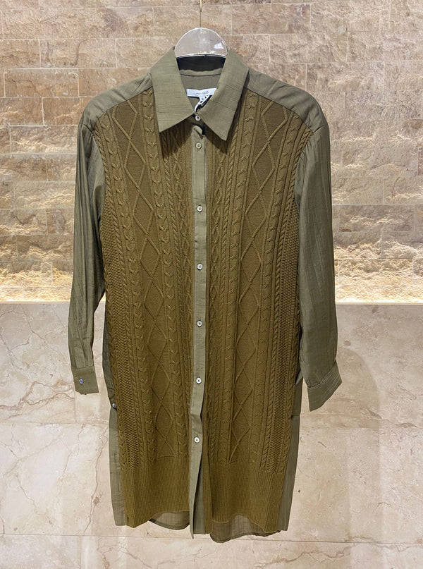 Long Shirt with Knit Details - 24W-1007