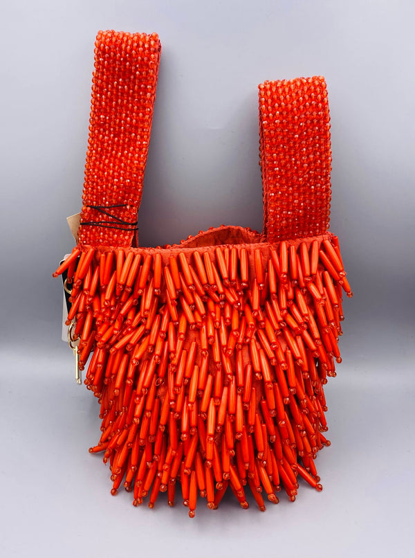 Small Bag with Coral-Effect Beading