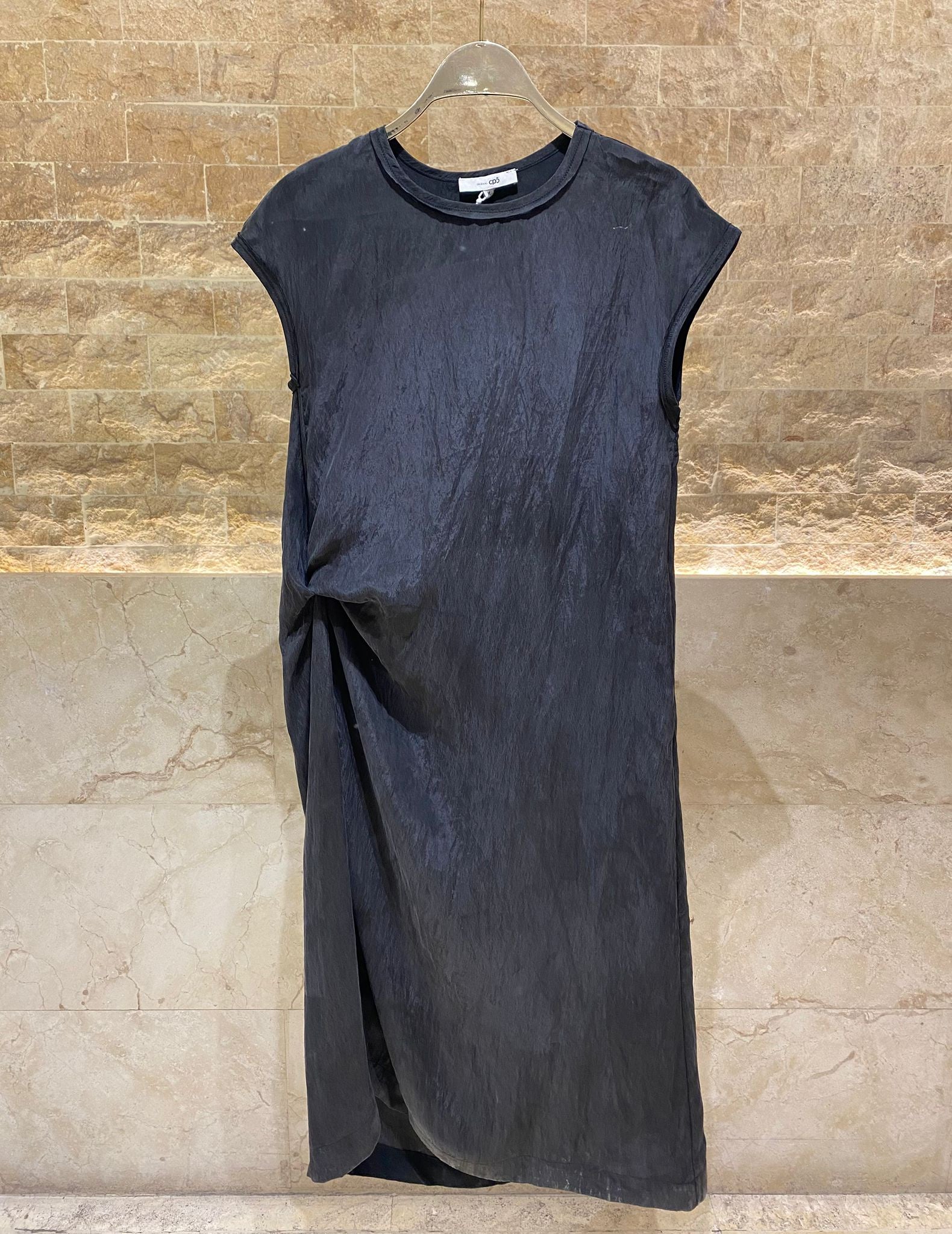 25S-3049 Round Neck Sleeveless Lyocell Dress - Brown Loft