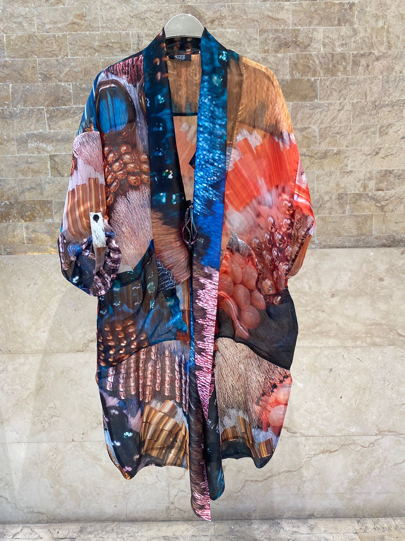 Abstract Print Oversized Kimono 26SS-BC5111 - Brown Loft