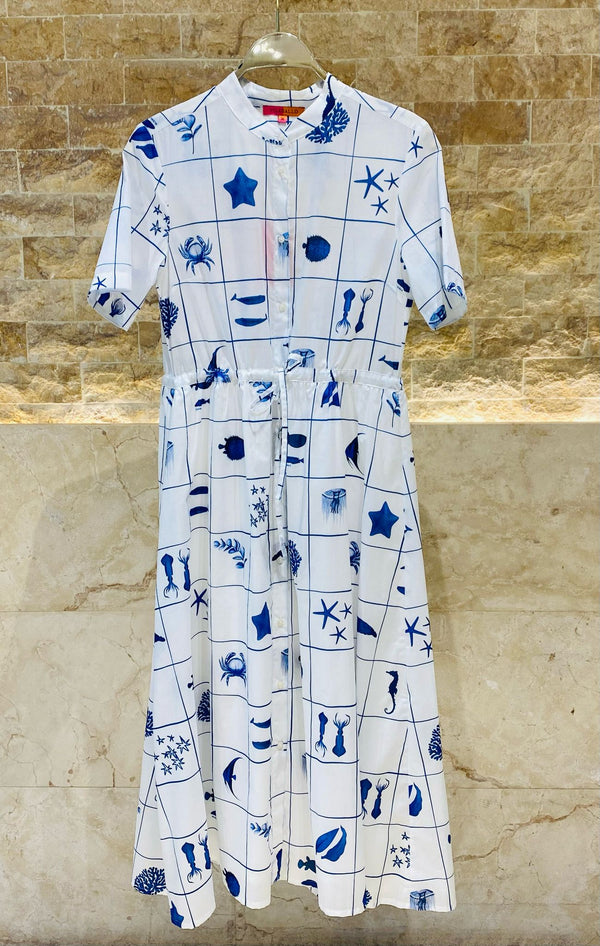 Cotton Printed Midi Dress - 32002
