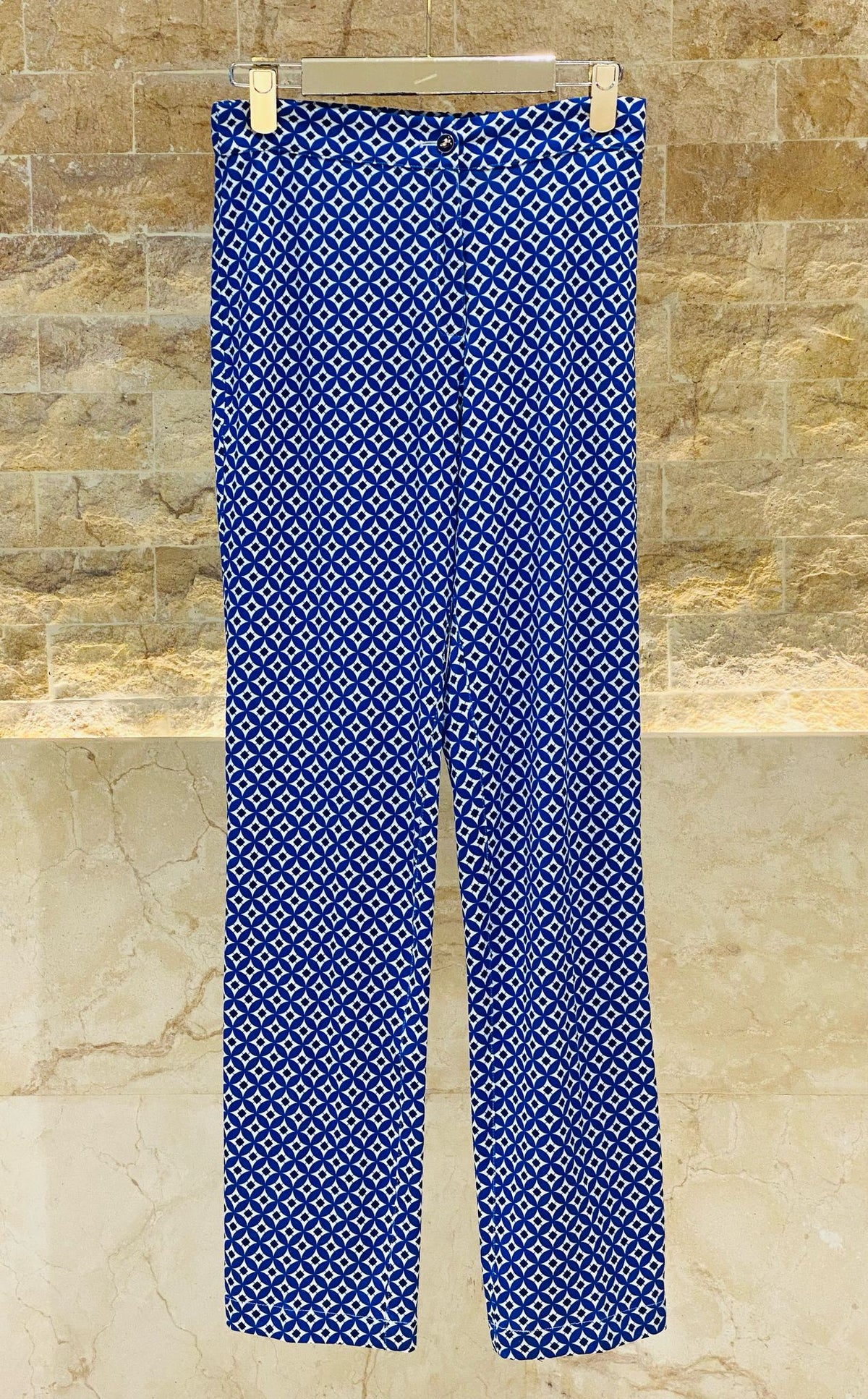 32251 Geometric Print Straight Cut Pants - Brown Loft