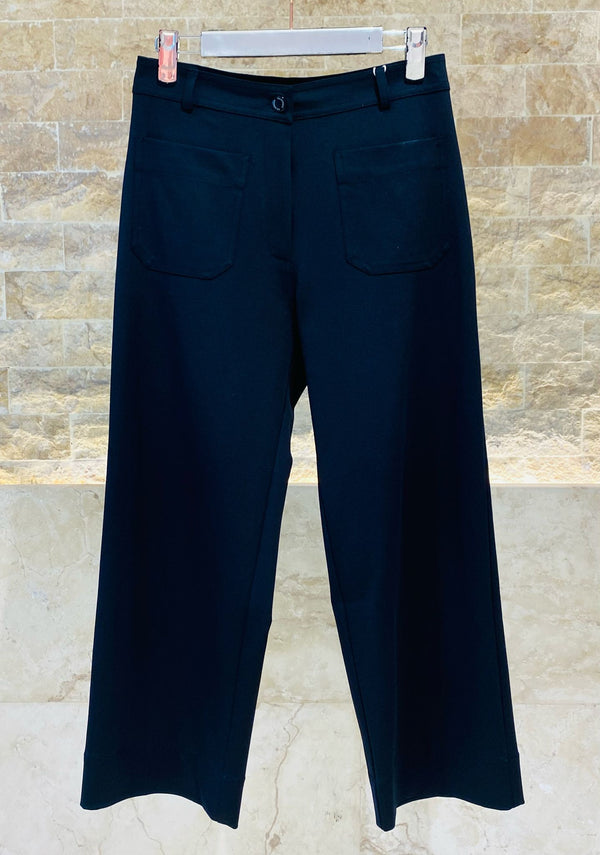 Buttoned Zippered Straight Blunt Knit Pants - 32581