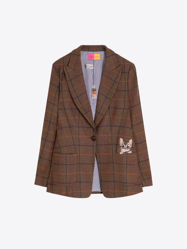 Embroidered Plaid Camel Jacket 33737