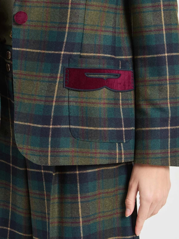 33749 Green Burgundy Checked Jacket