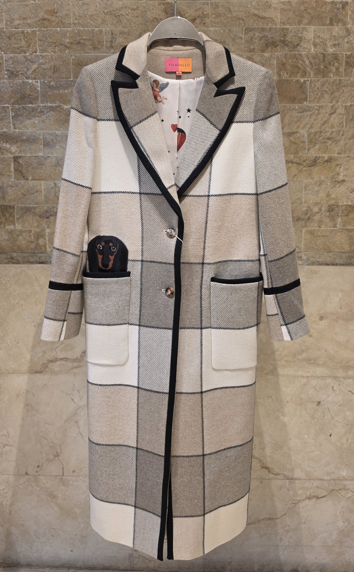 33751 Ecru Plaid Coat