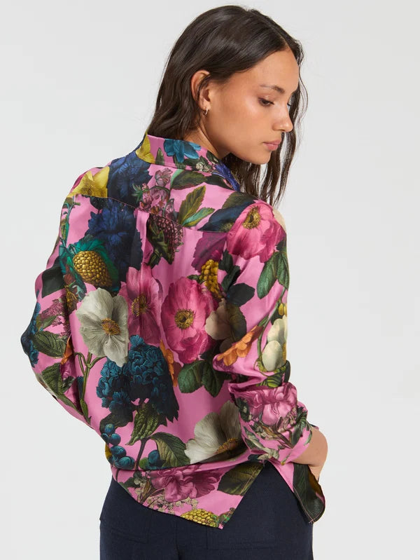 34098 Pink Floral Silk Shirt