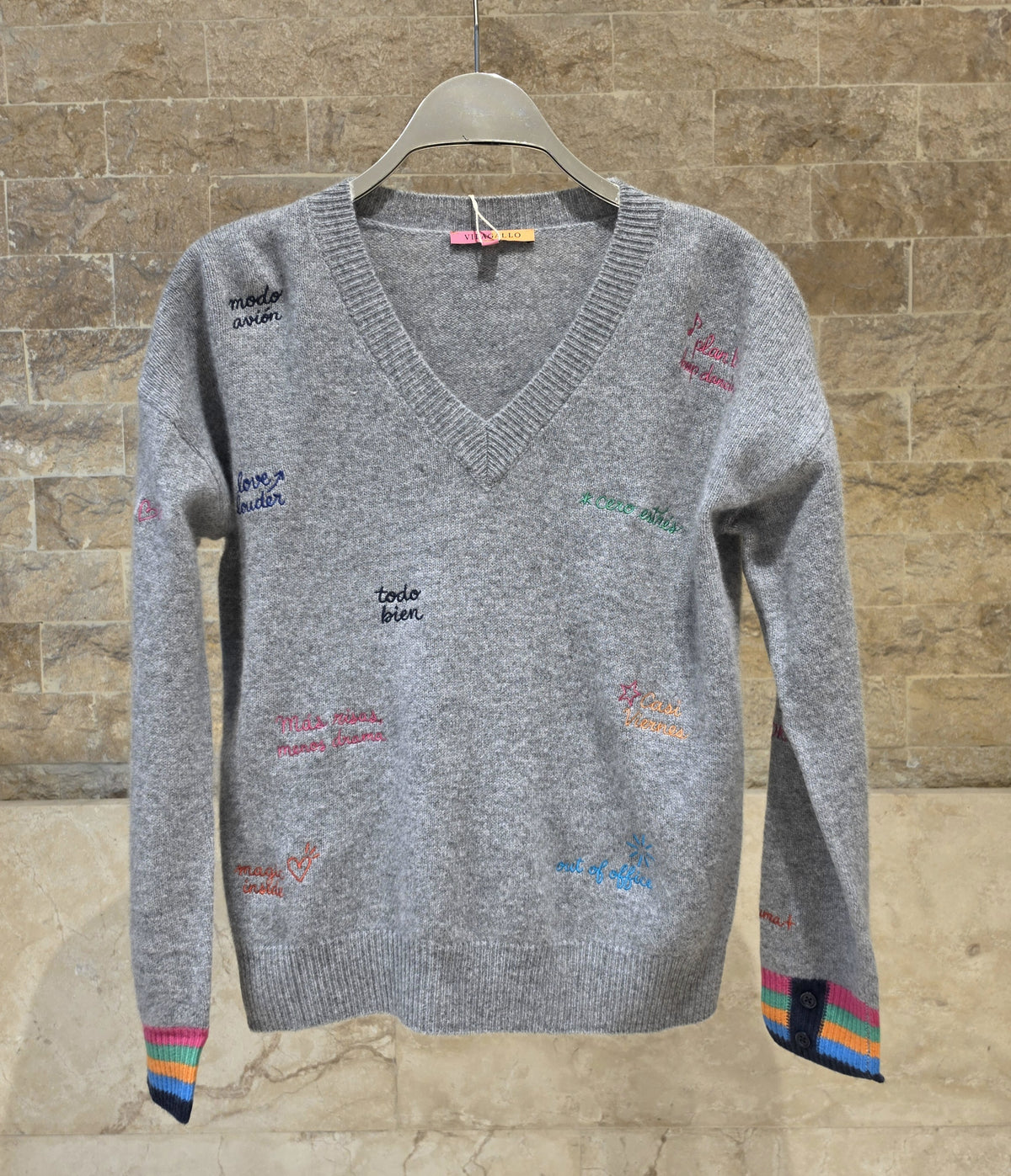34125 Gray Words Sweater